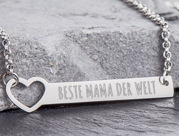 Kette mit Herzstanze Silber - Beste Mama 3454 - 1