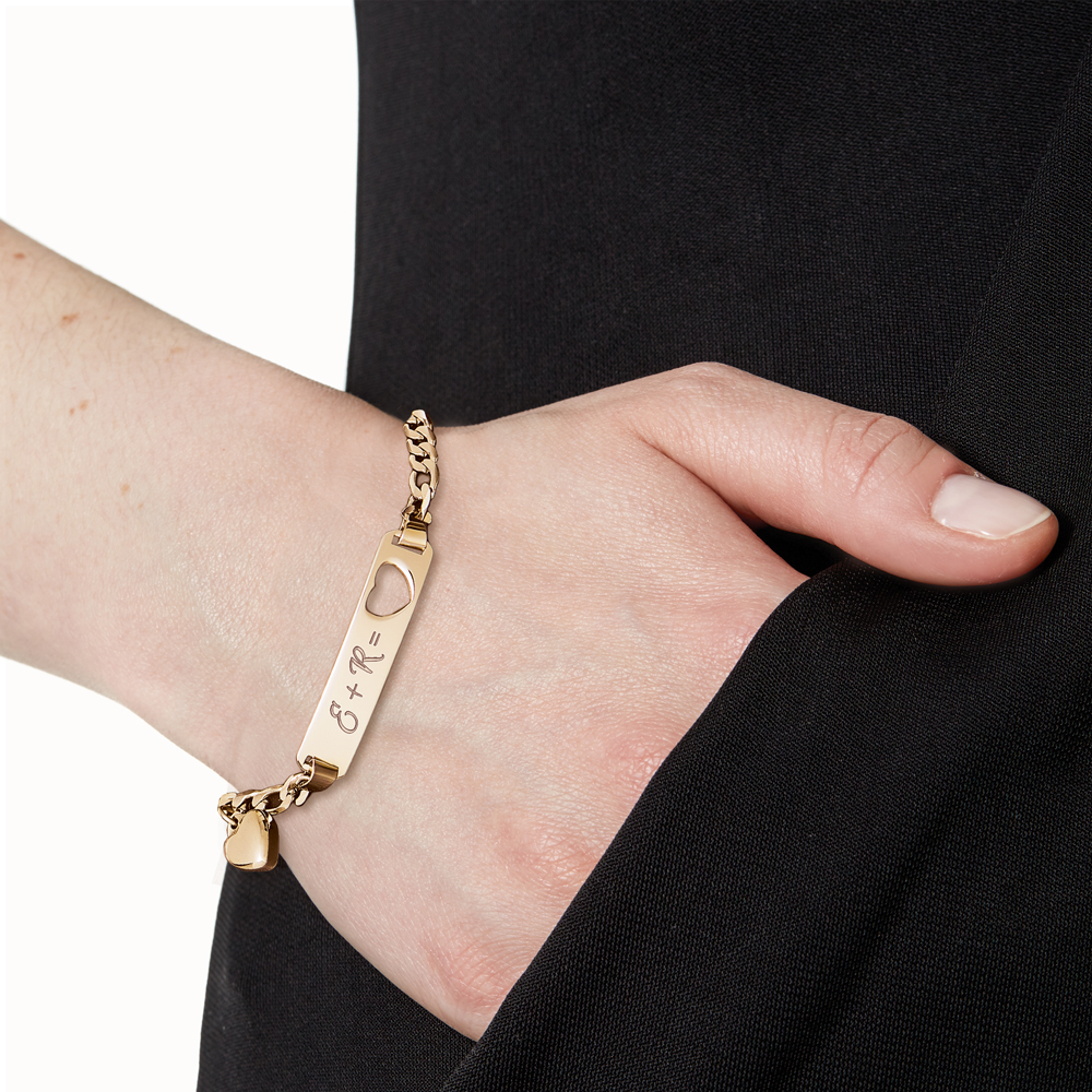 Armband mit Herzstanze Gold - Initialengravur