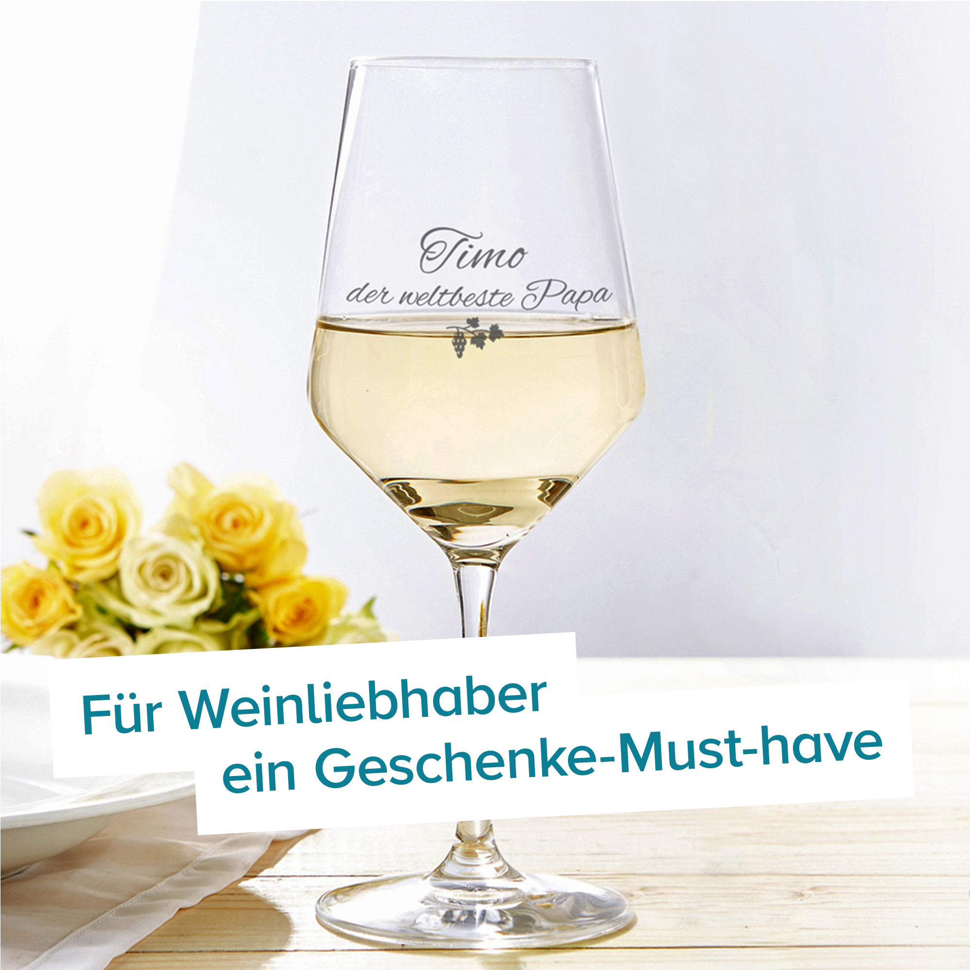 Weißweinglas mit Gravur - Bester Papa 1516 - 6