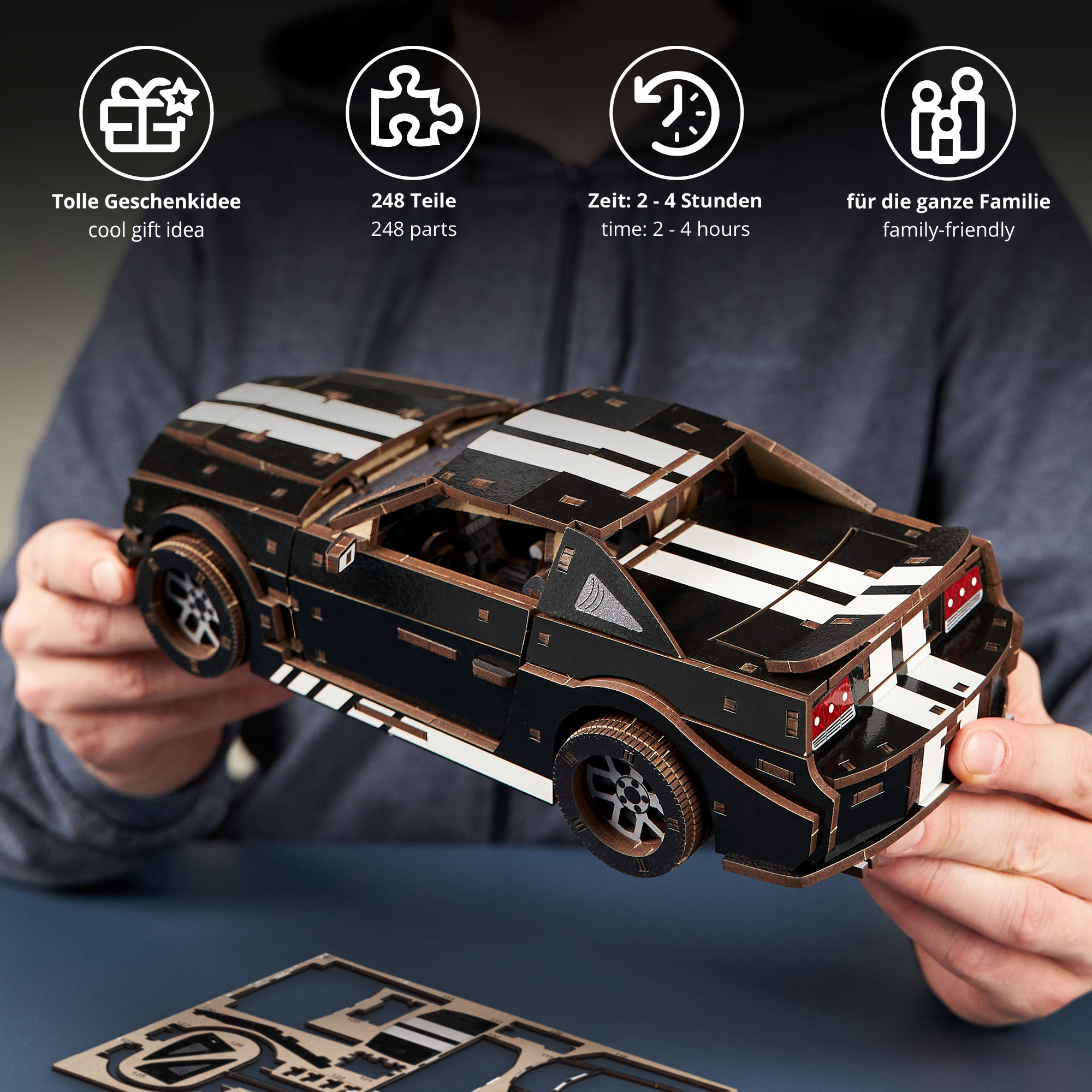 Holzpuzzle 3D - Auto - Stallion GT Schwarz