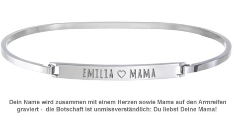 Armreif Silber mit Gravur - Mama Name 3007 - 1