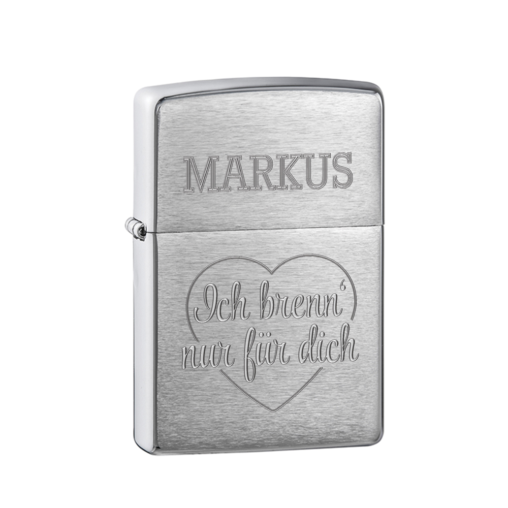 Zippo Feuerzeug mit Gravur - Ich brenn' nur für dich 3387 - 6