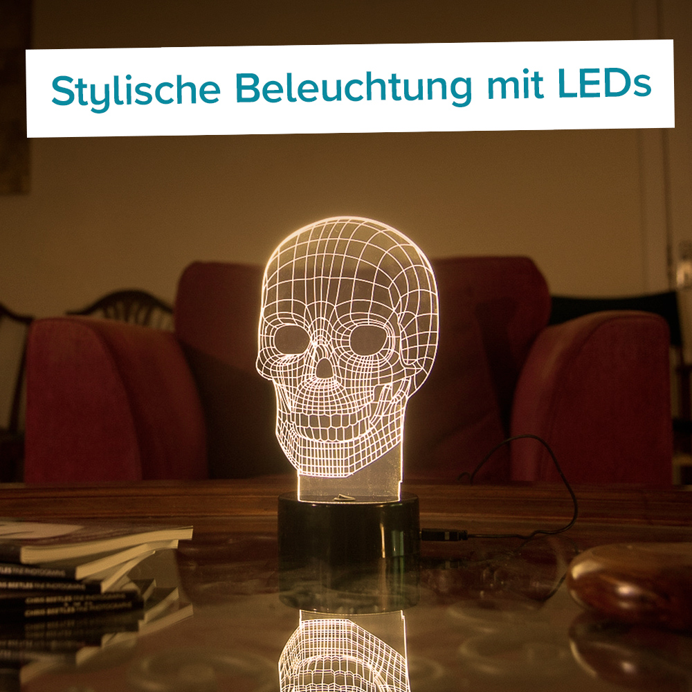 3D Tisch Leuchte - Totenkopf 3996 - 6