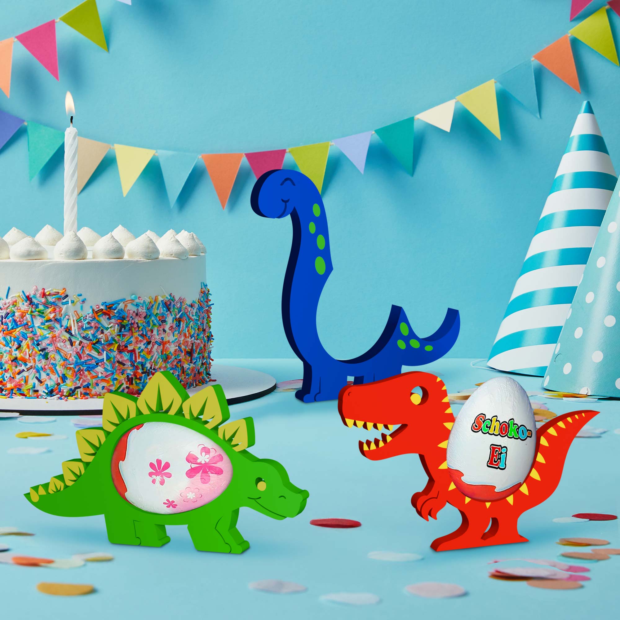 Dinosaurier Ü-Ei Halter Bunt - 3er Set