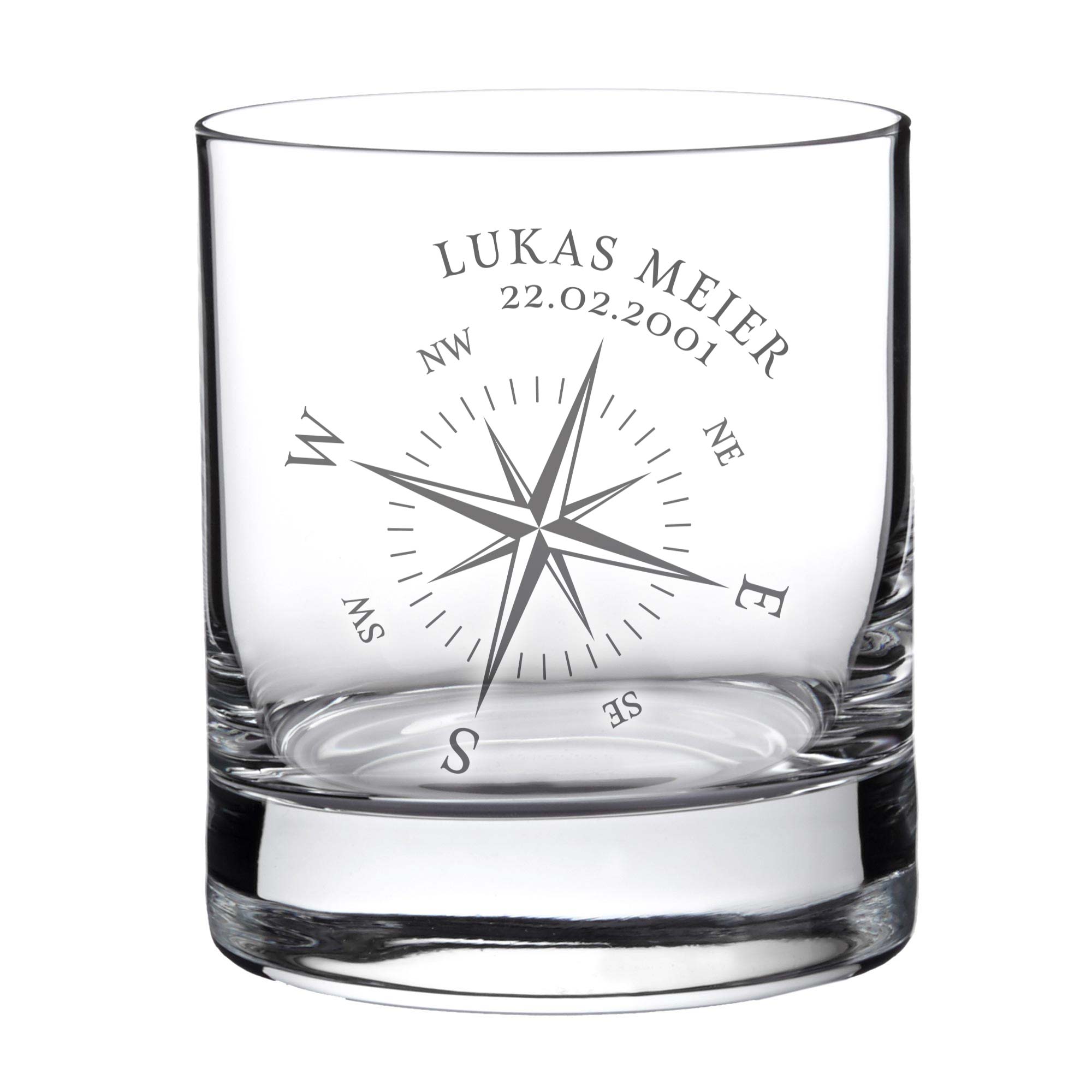 Personalisiertes Whiskyglas - Kompass