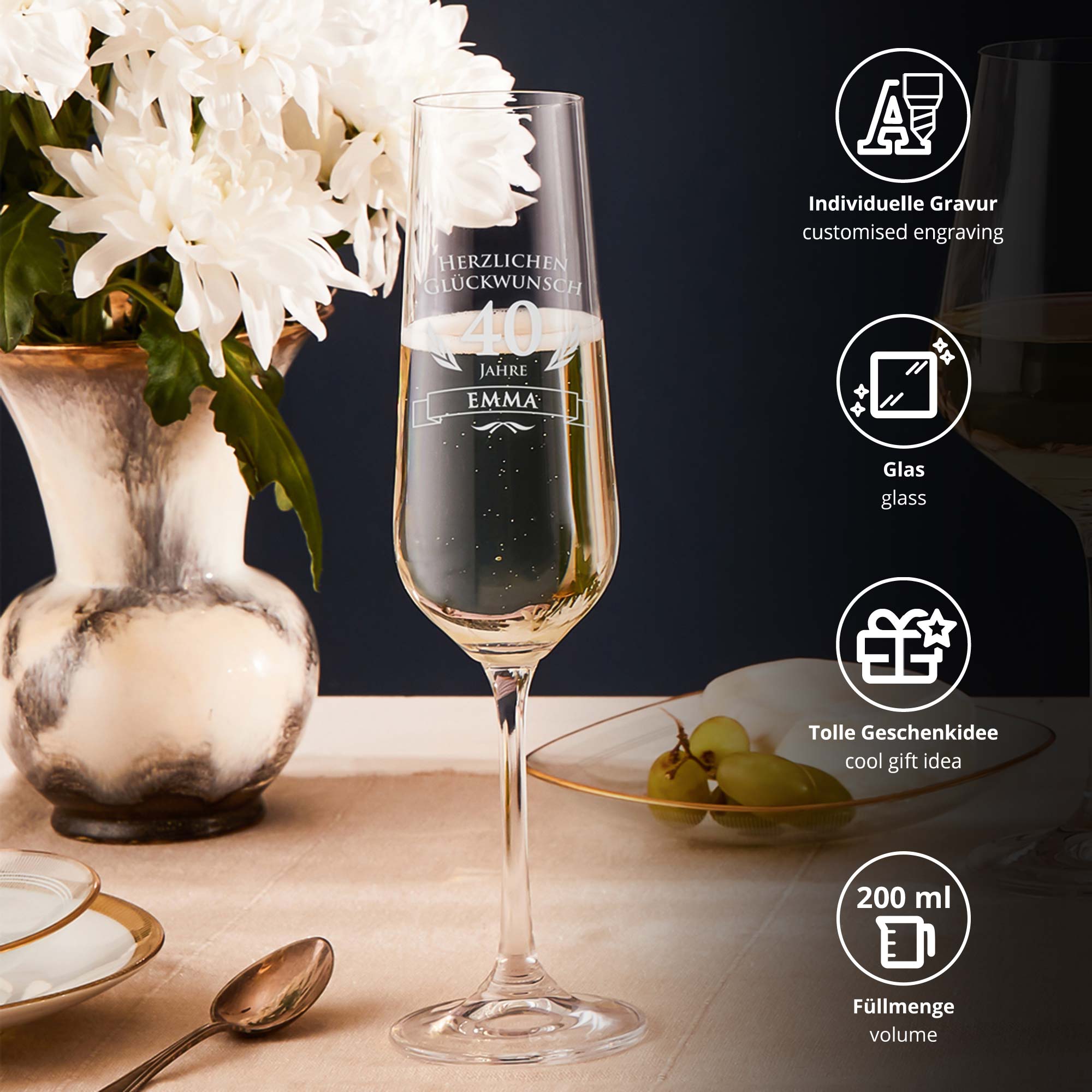 Sektglas zum 40. Geburtstag Sektglas zum 40. Geburtstag