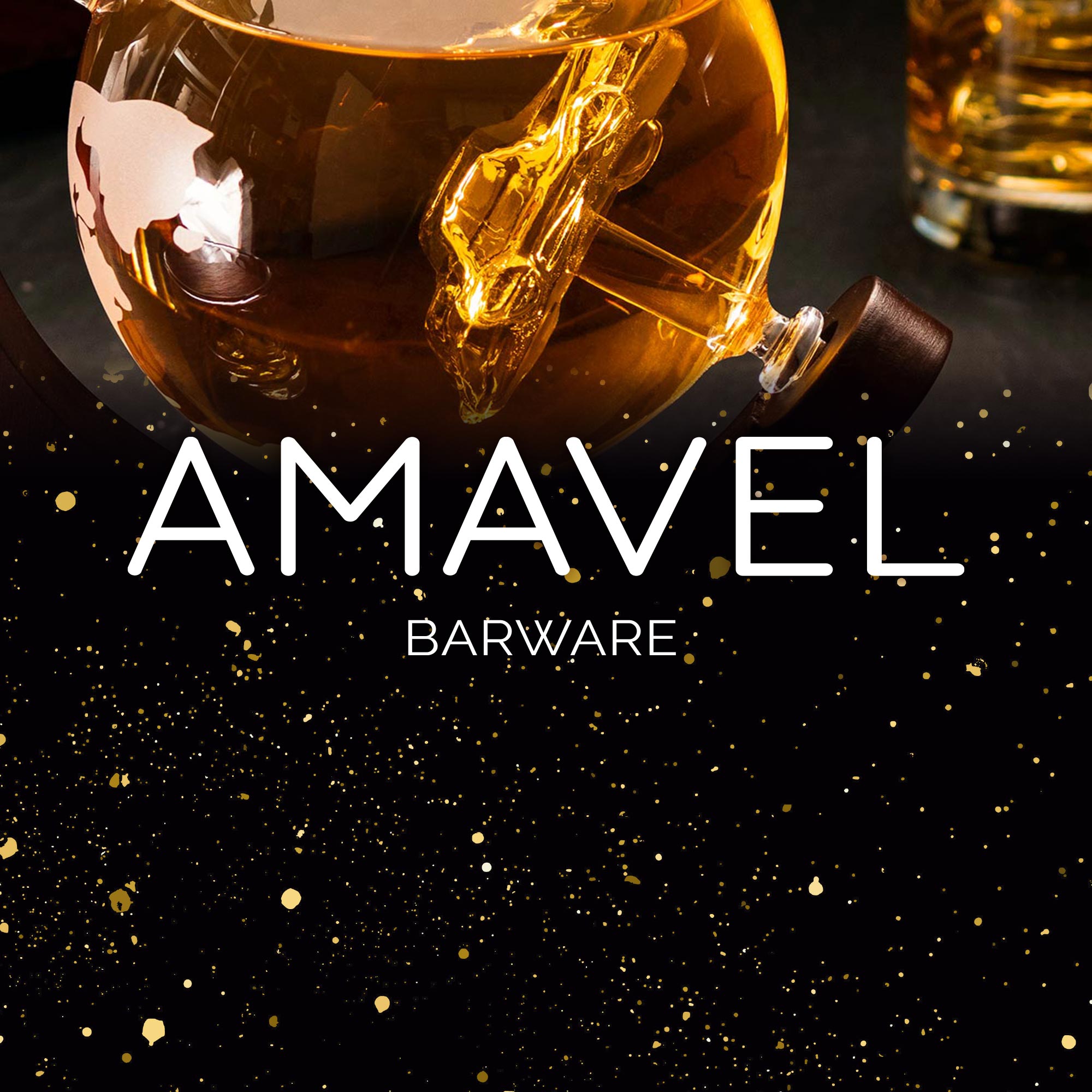 Whiskyset Globus Karaffe Auto und Whiskyglas mit Gravur - Kompass