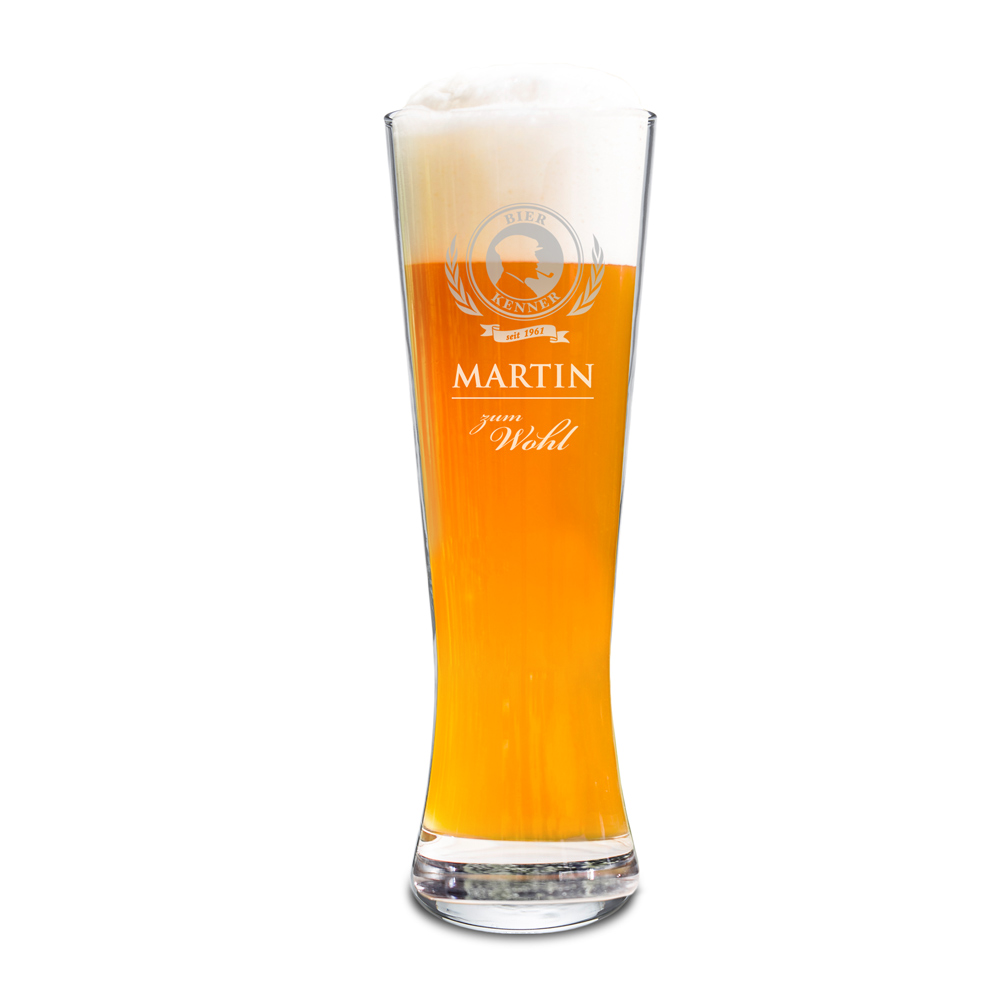 Weizenglas mit Gravur - Bier Kenner