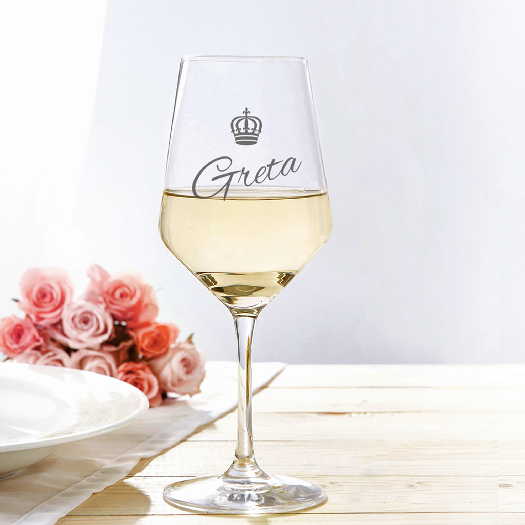 Weißweinglas mit Gravur - Königin Krone 2114 - 3