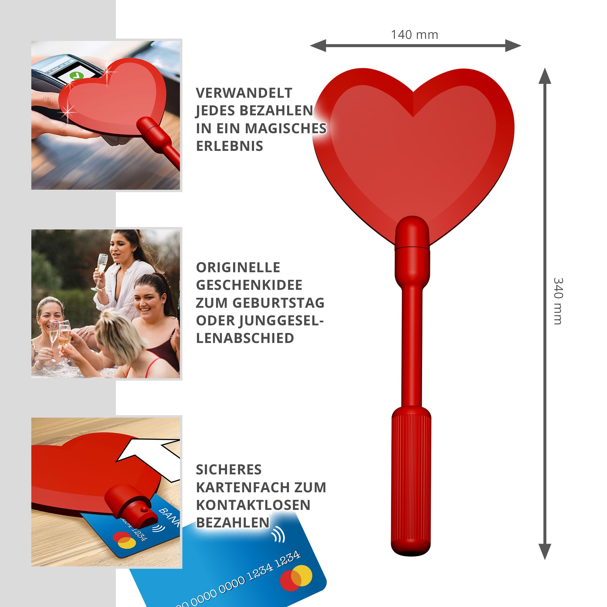 Zauberstab für EC-Karte & Kreditkartenhalter zum Kontaktlosbezahlen - Herz Zauberstab für EC-Karte & Kreditkartenhalter zum Kontaktlosbezahlen - Herz