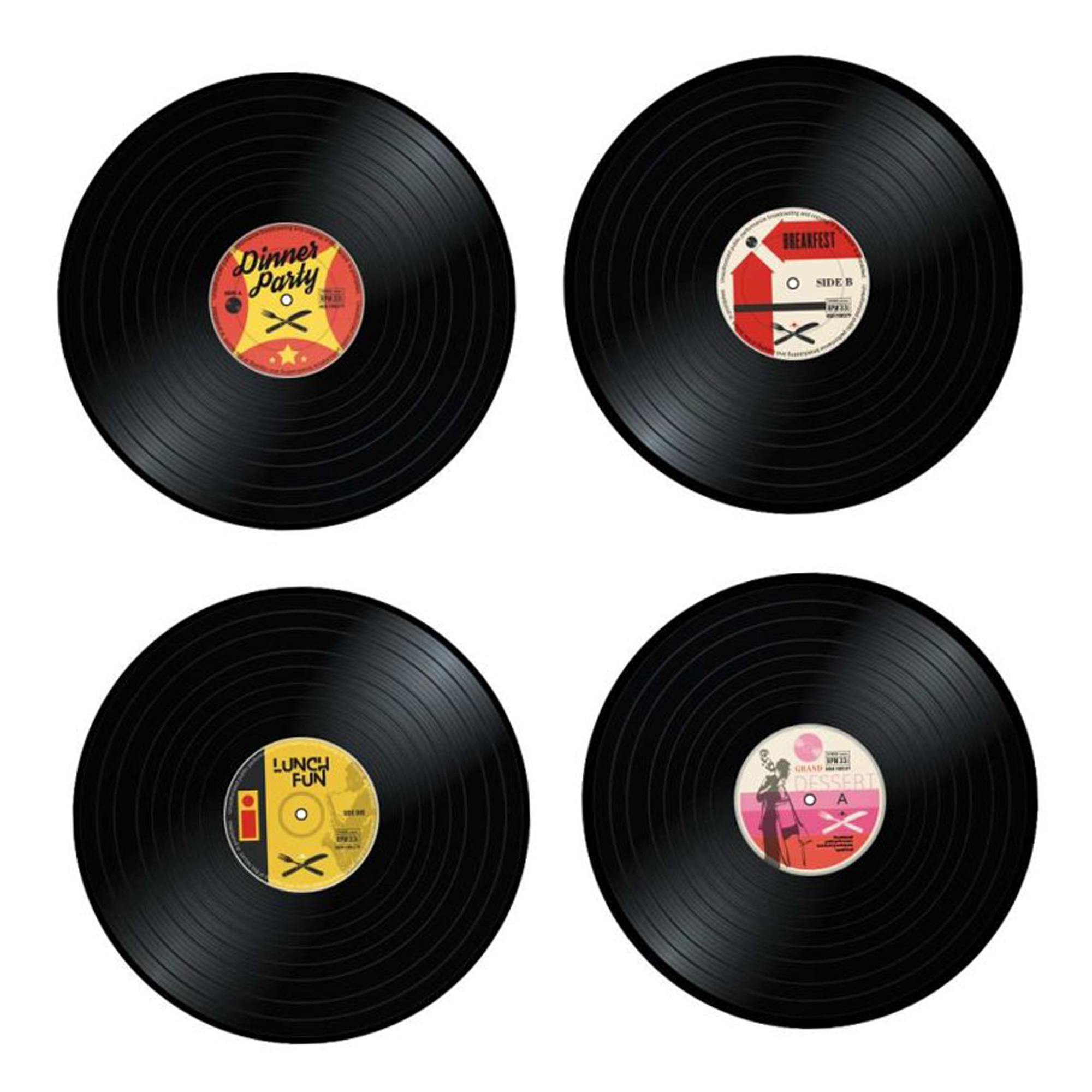 Tischset im Vinyl Schallplatten Look - 4-teilig