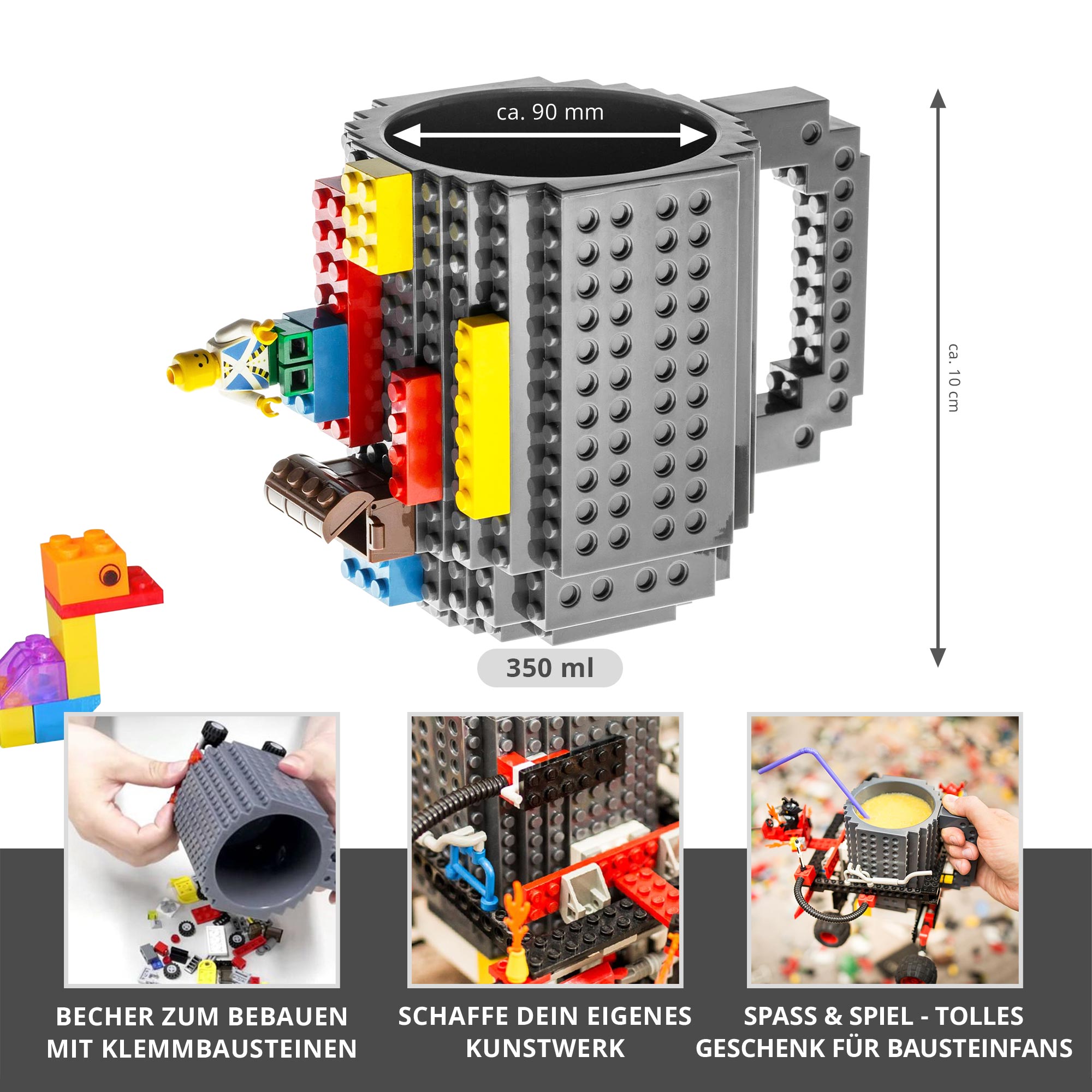 Klemmbaustein-Becher – Trinkbecher mit Noppen für Bausteine