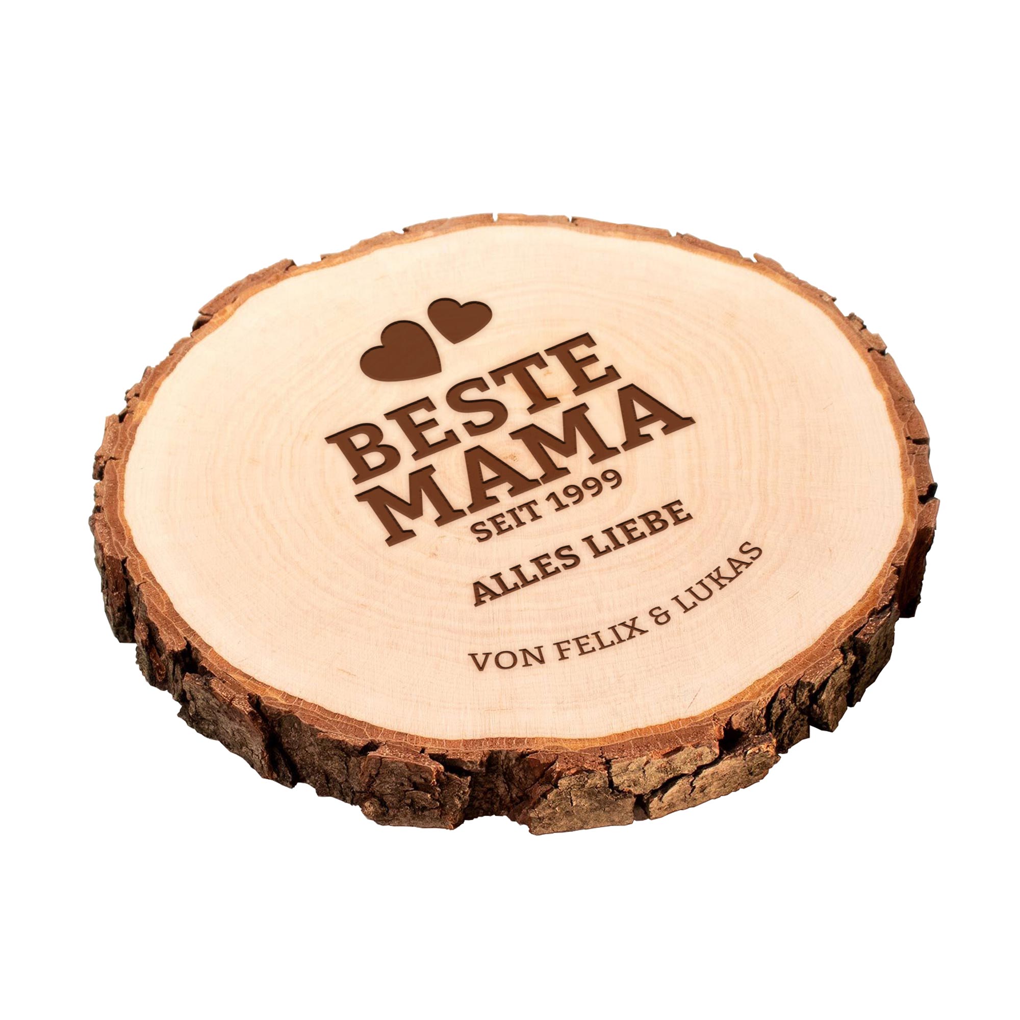 Baumscheibe mit Gravur - Beste Mama von Herzen