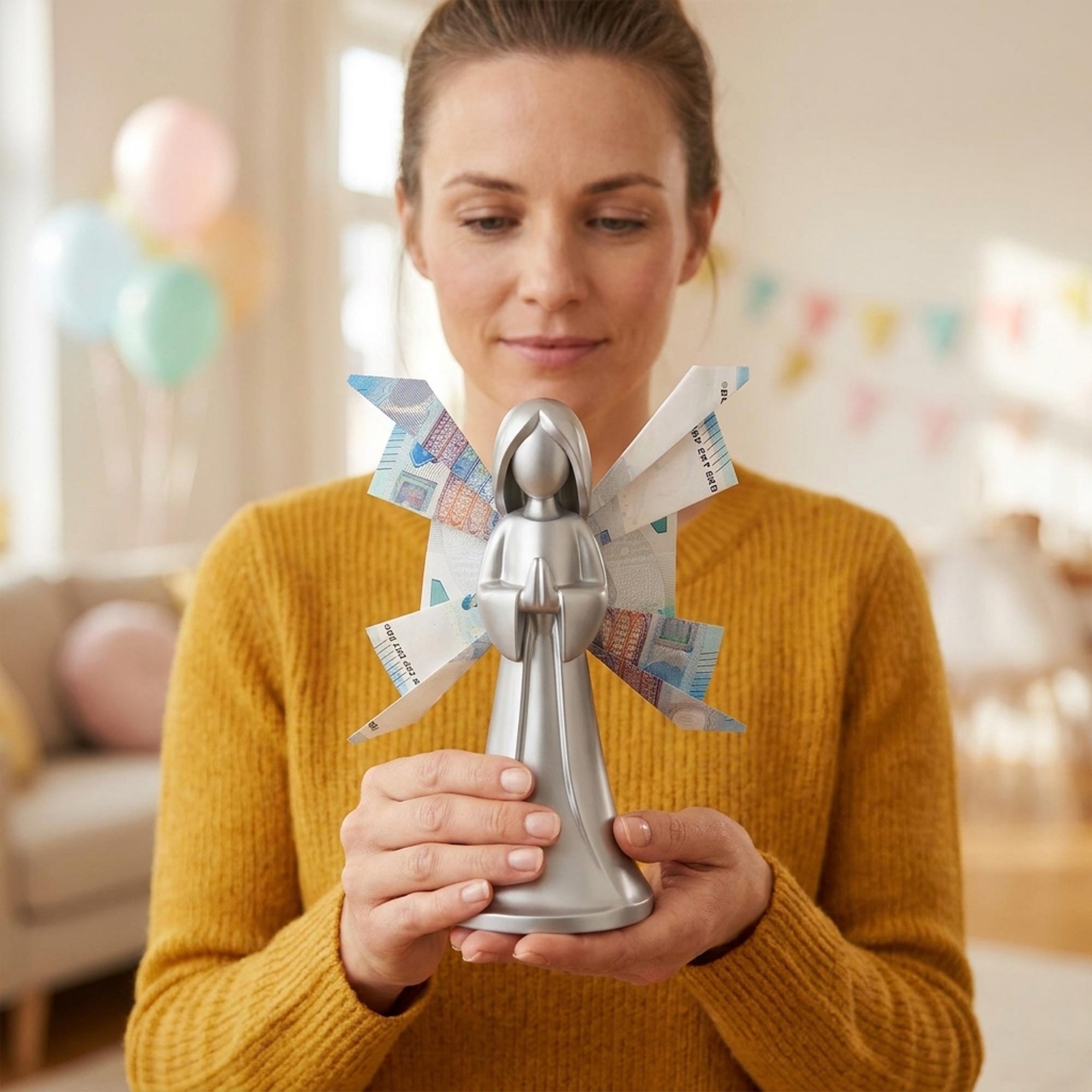Schutzengel der Freude - Geldgeschenk Engel Silber