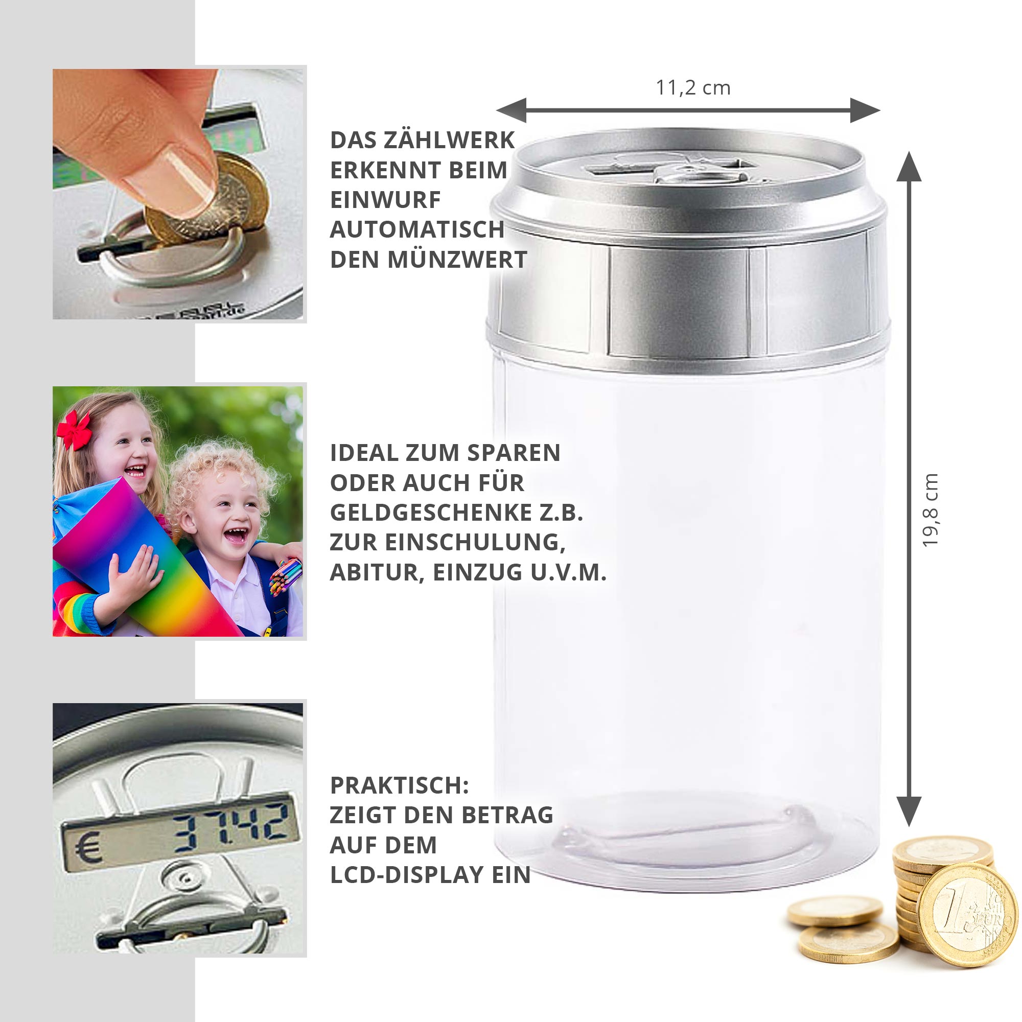 Spardose mit Zählwerk - Münzzähler