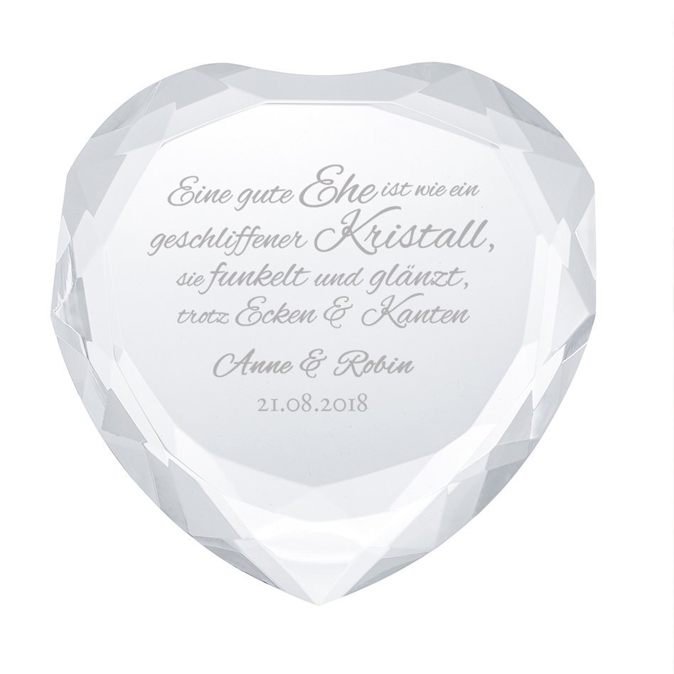 Herz-Diamant mit Gravur zur Hochzeit - Hochzeitsspruch 3799 - 2