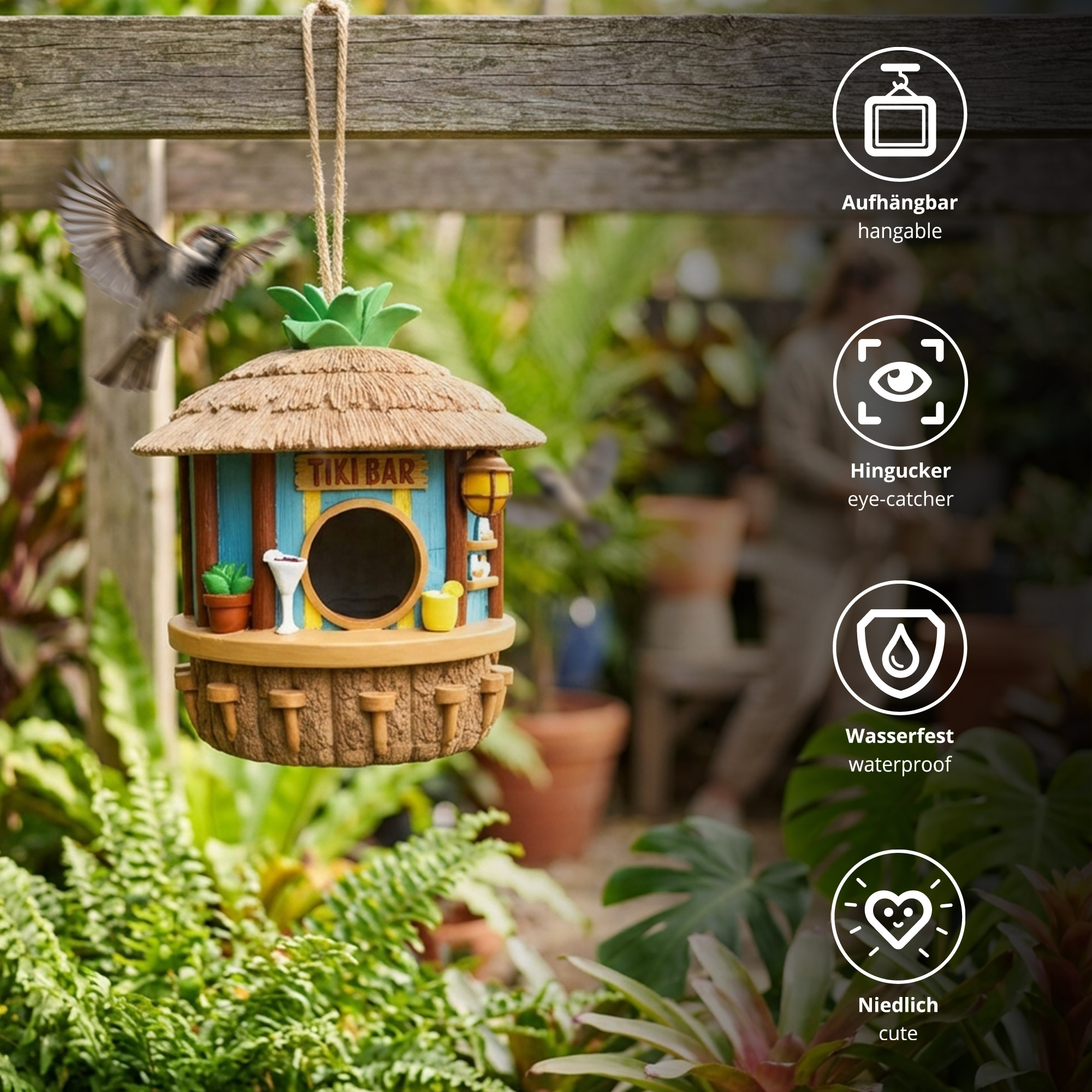 Tikibar Vogelhaus - Nistkasten & Futterhaus für Vögel