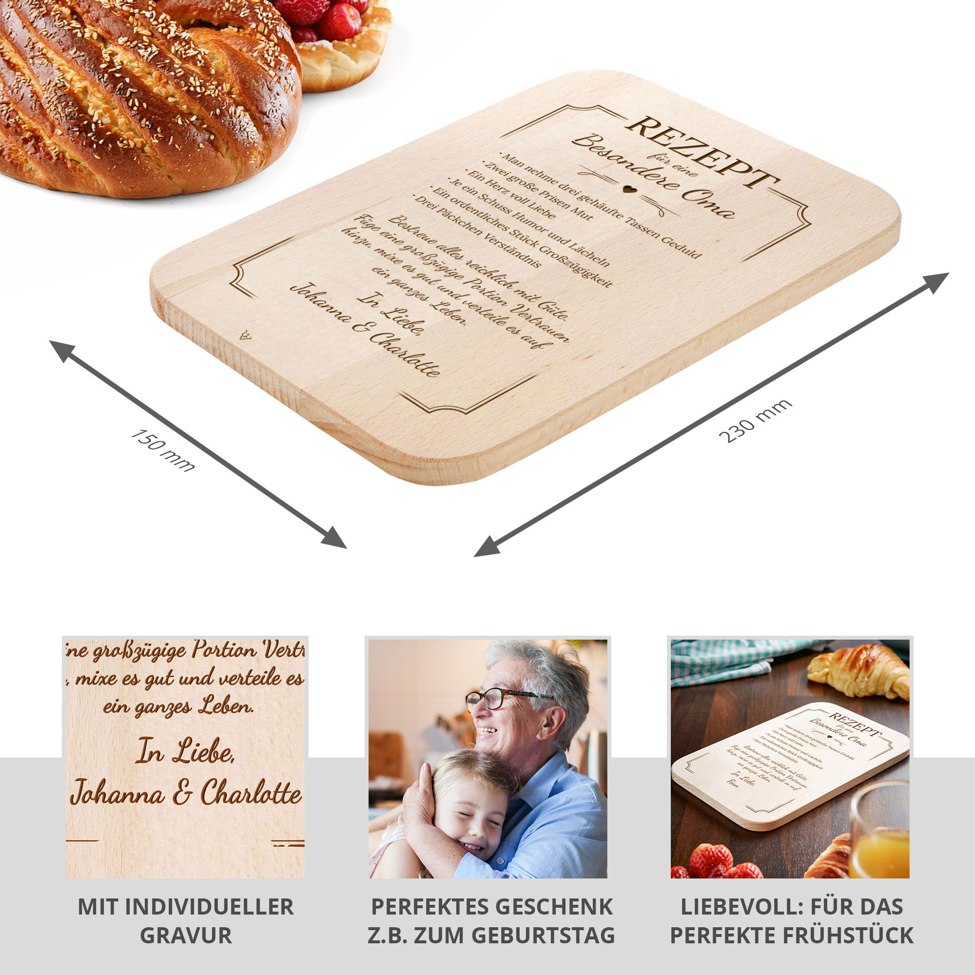 Graviertes Frühstücksbrettchen - Oma Rezept