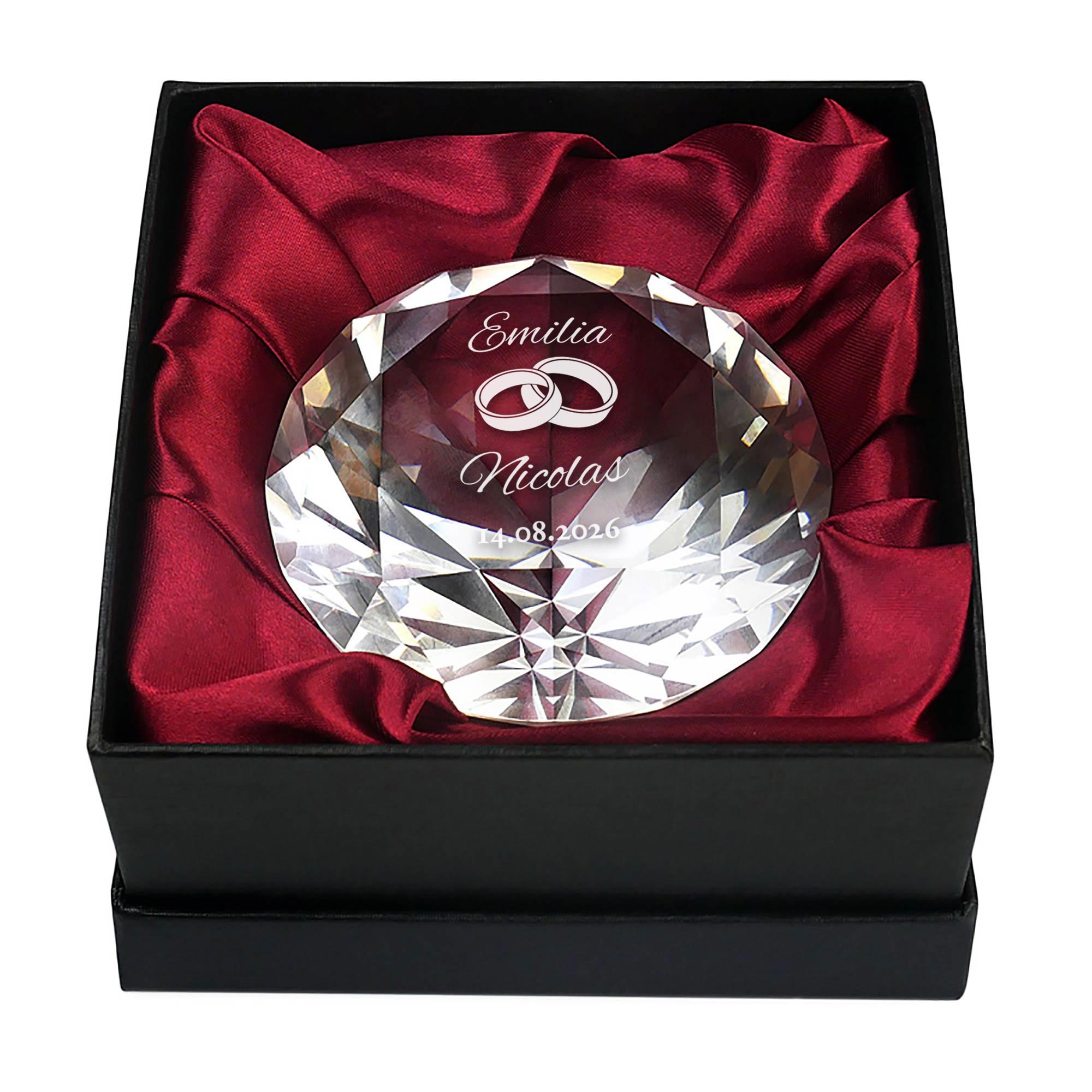 Diamant Kristall mit Gravur zur Hochzeit