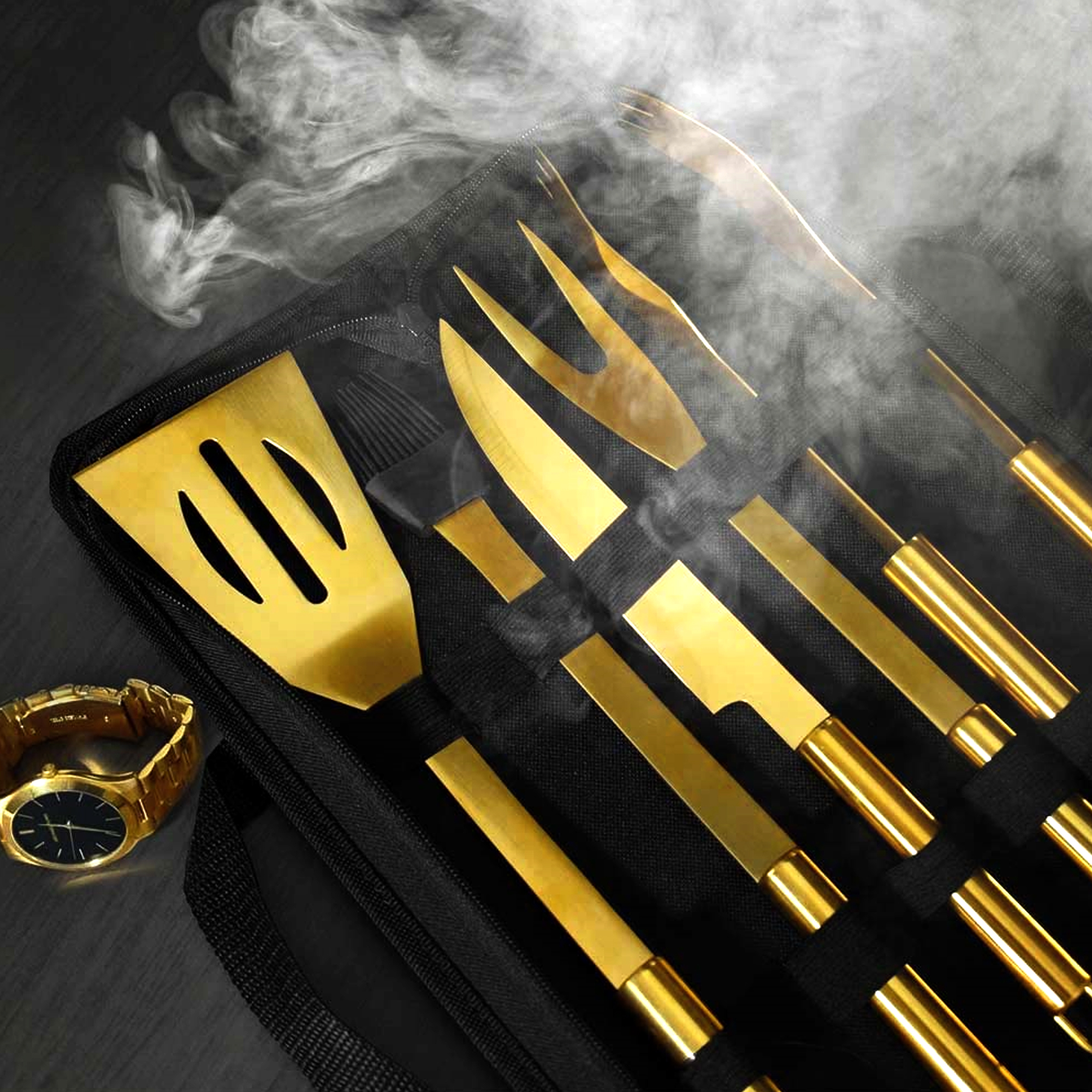 Goldenes Grillbesteck Set - 5-teilig 2173-MZ - 3