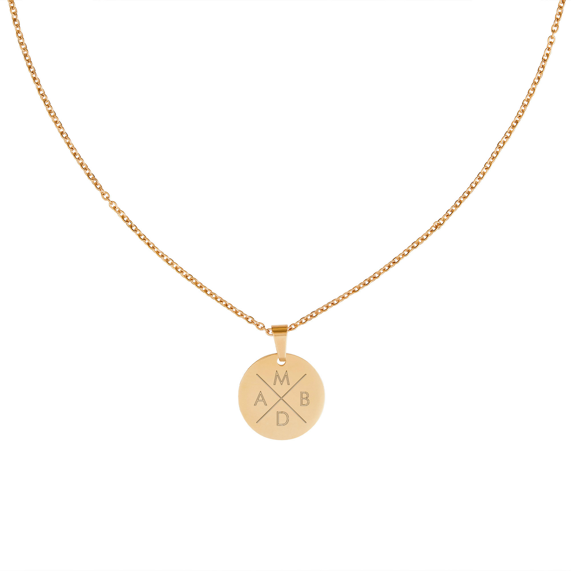 Kette Kreis M - Gold - 4 Initialen - Personalisiert