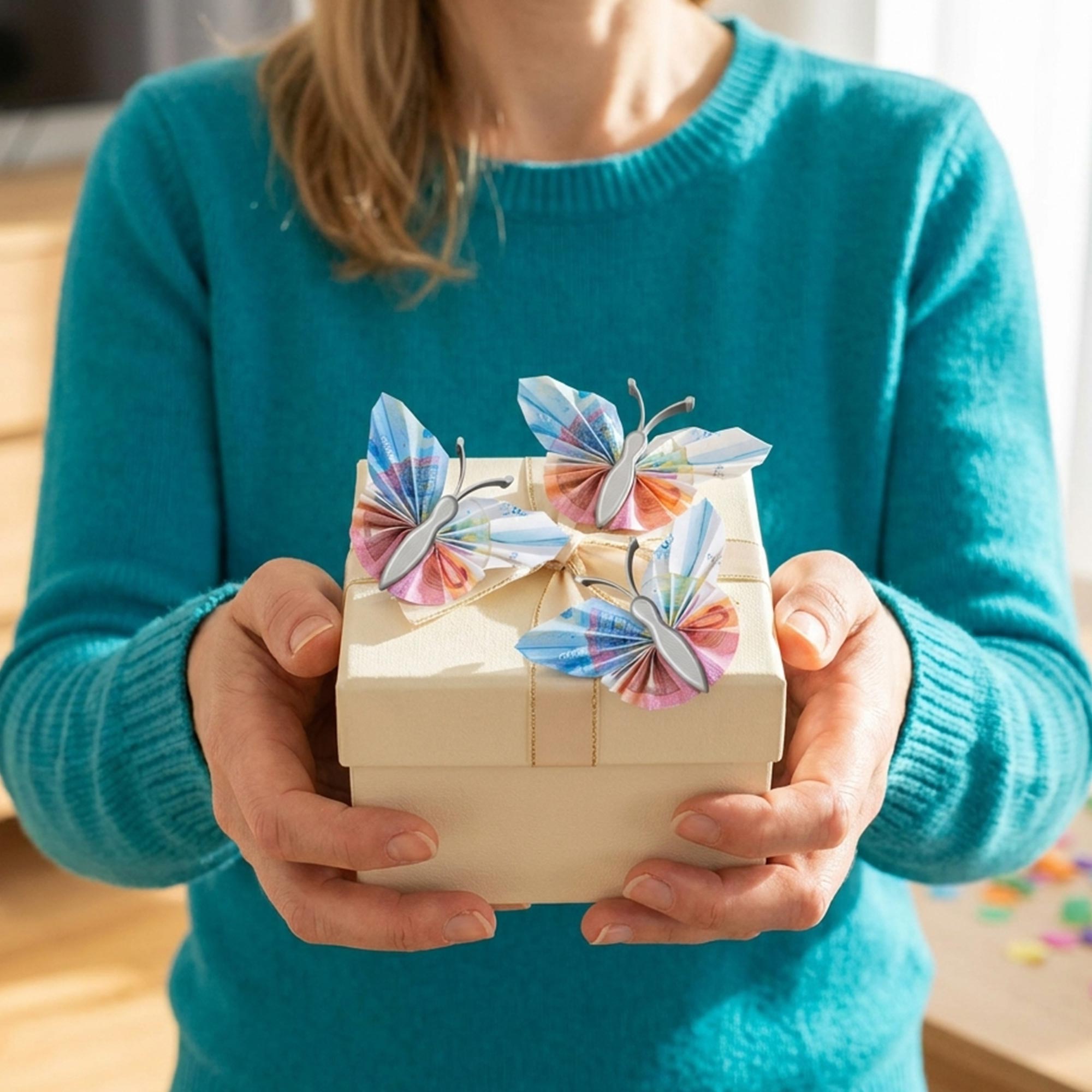 Geldgeschenk Schmetterling Silber - 3er Set Geschenkverpackung für Geld