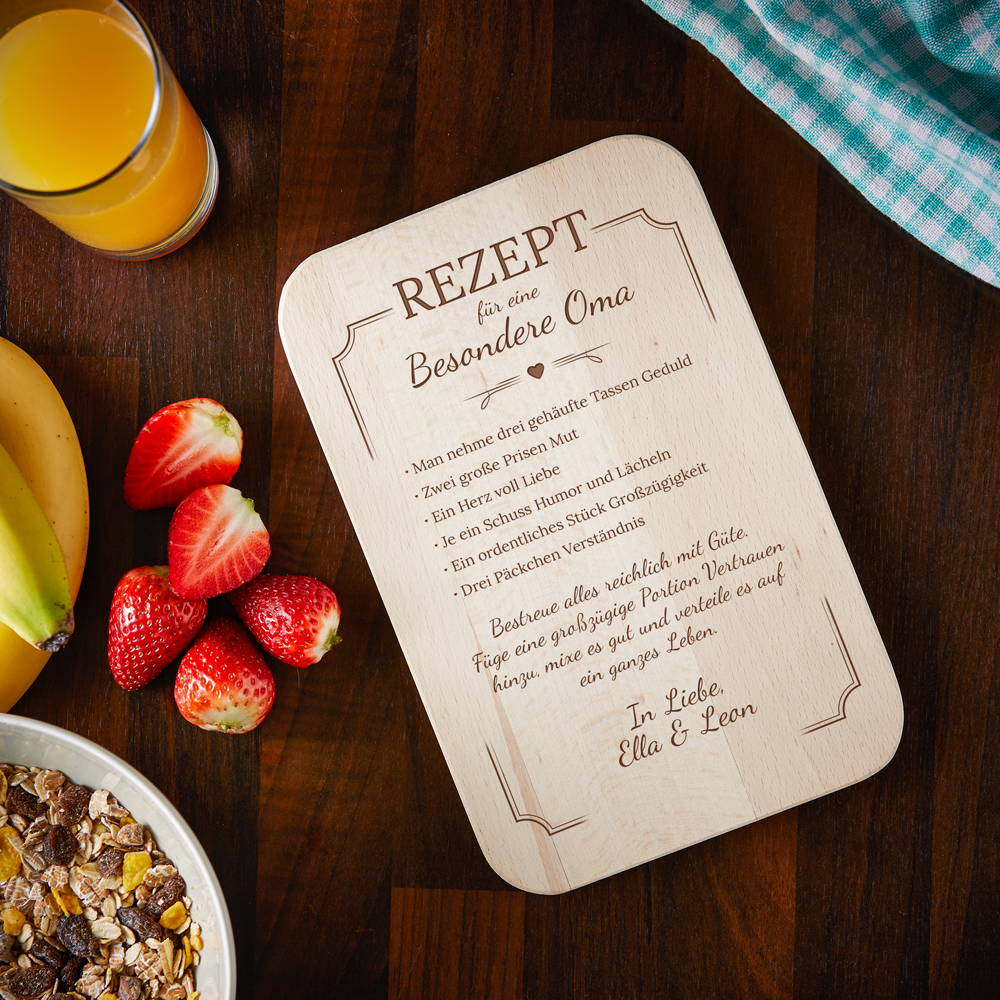 Graviertes Frühstücksbrettchen - Oma Rezept Graviertes Frühstücksbrettchen - Oma Rezept