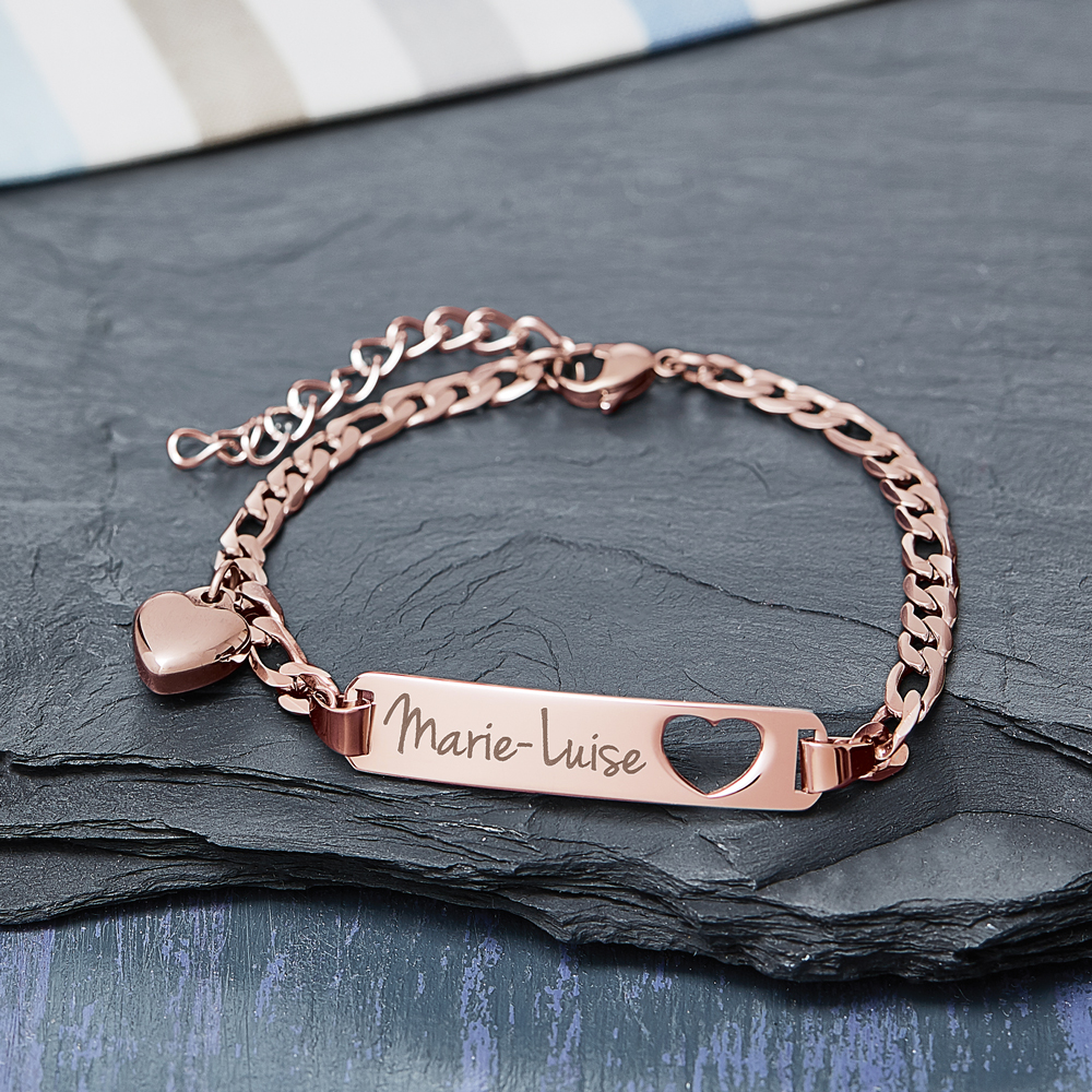 Armband mit Herzstanze Rosegold - Namensgravur 3481 - 2