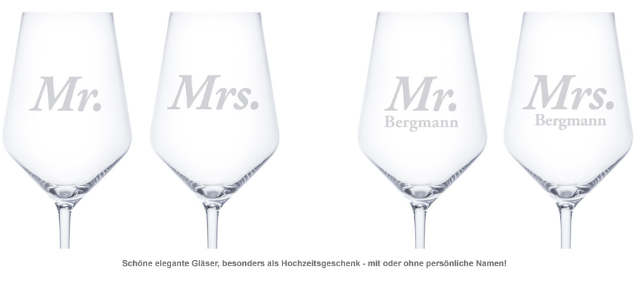 Weißweingläser - Mr und Mrs 1658 - 1