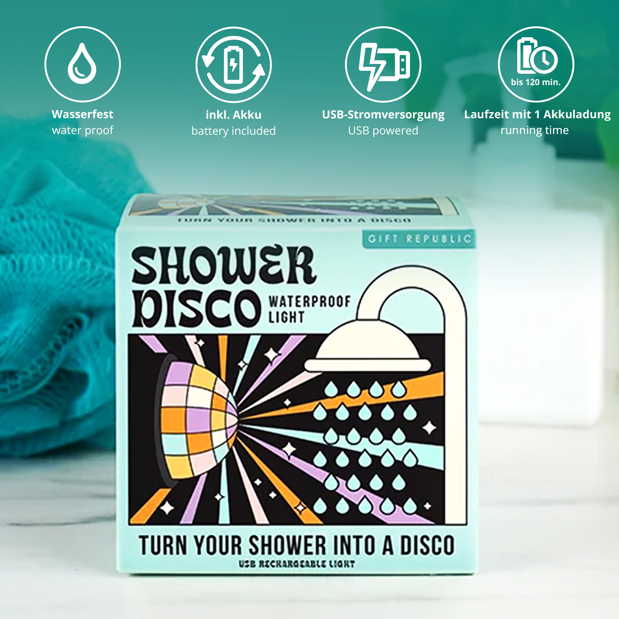 LED Discolicht - musikgesteuertes Duschlicht