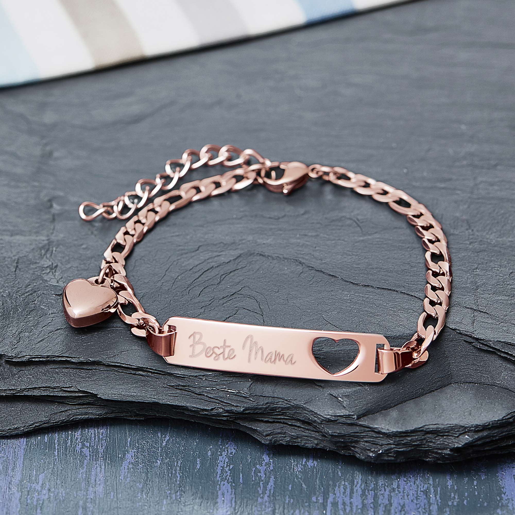 Rosegold Armband mit Herzstanze - Beste Mama 1112-180-MZ - 2