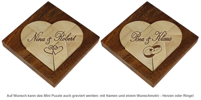Mini Holz Puzzle - Herz zur Hochzeit 1714 - 2