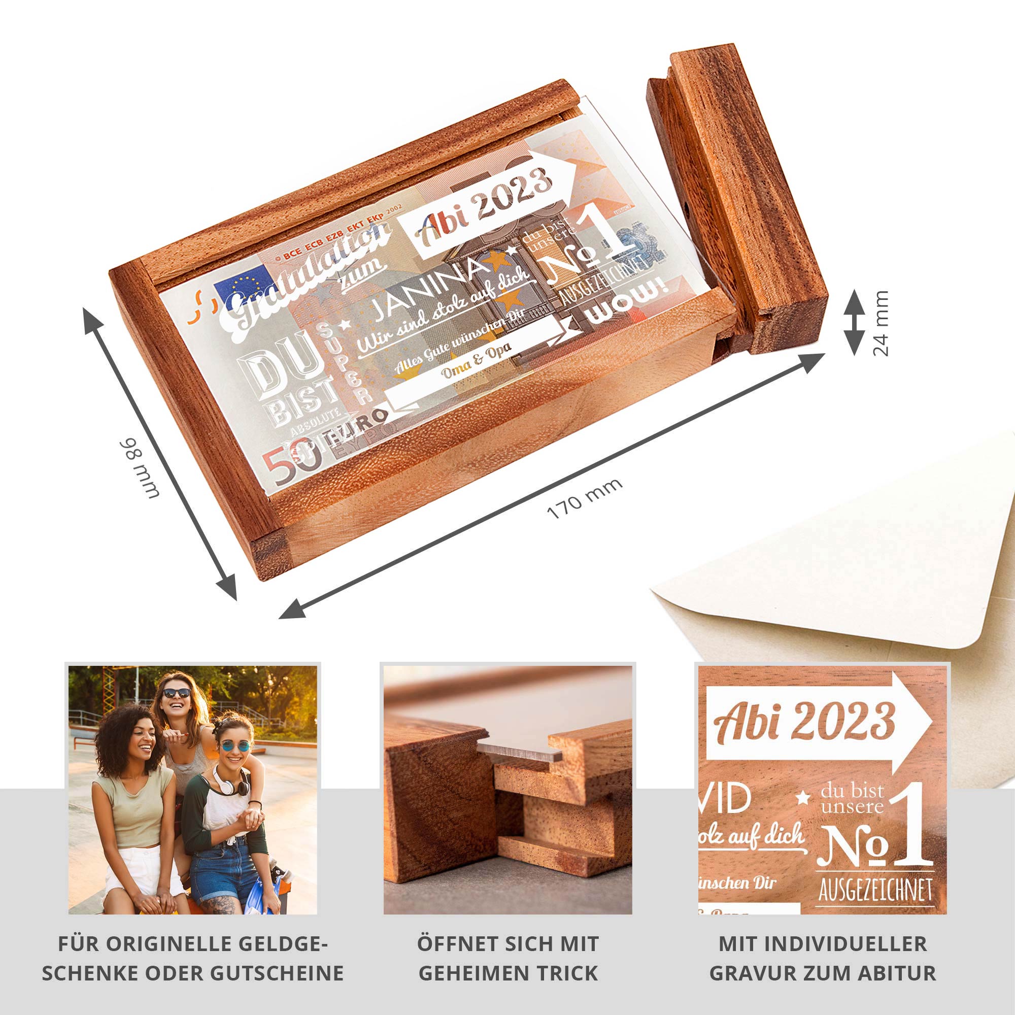 Magische Geldgeschenkbox zum Abitur - Collage