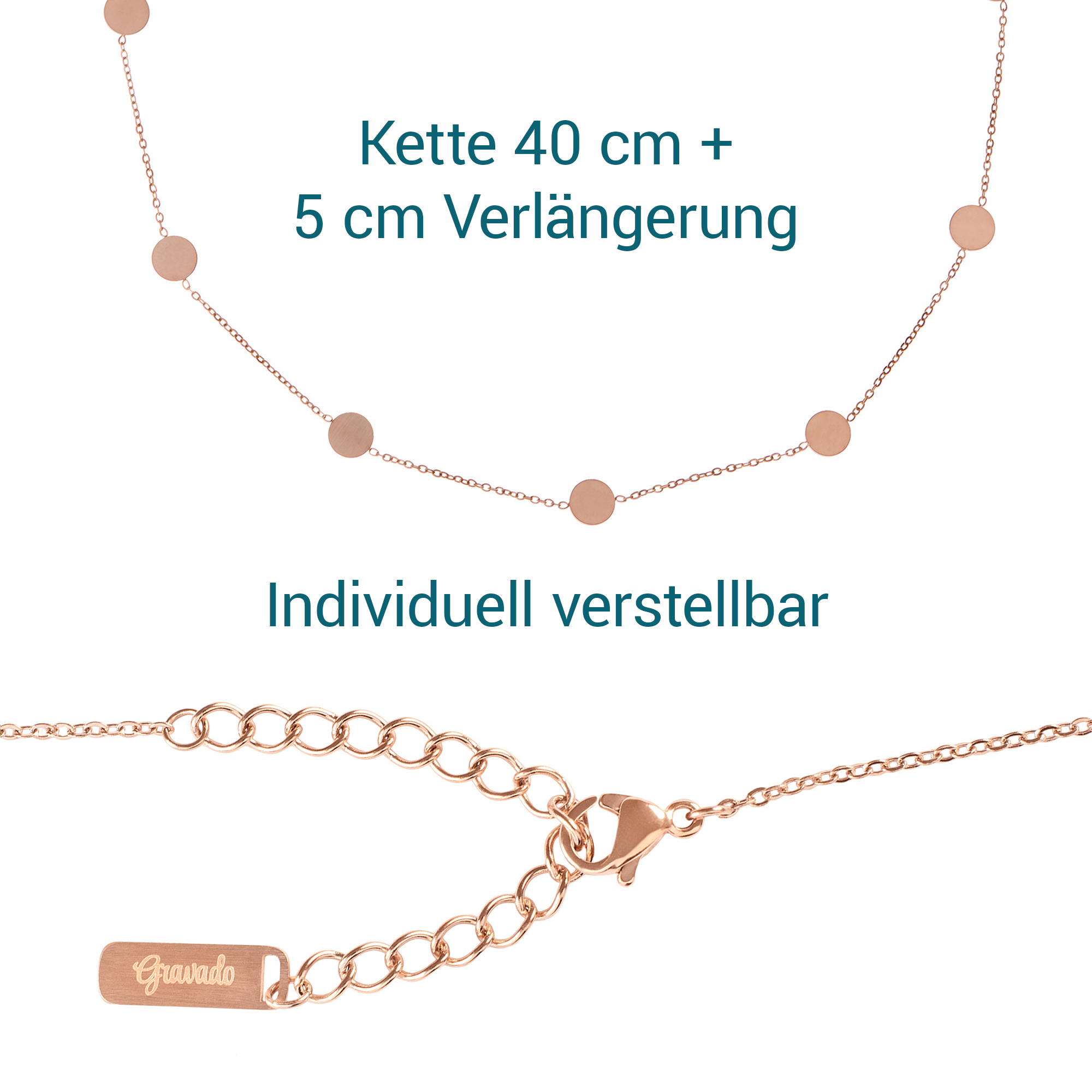 Layering Kette mit Plättchen - Rosegold 4026 - 10