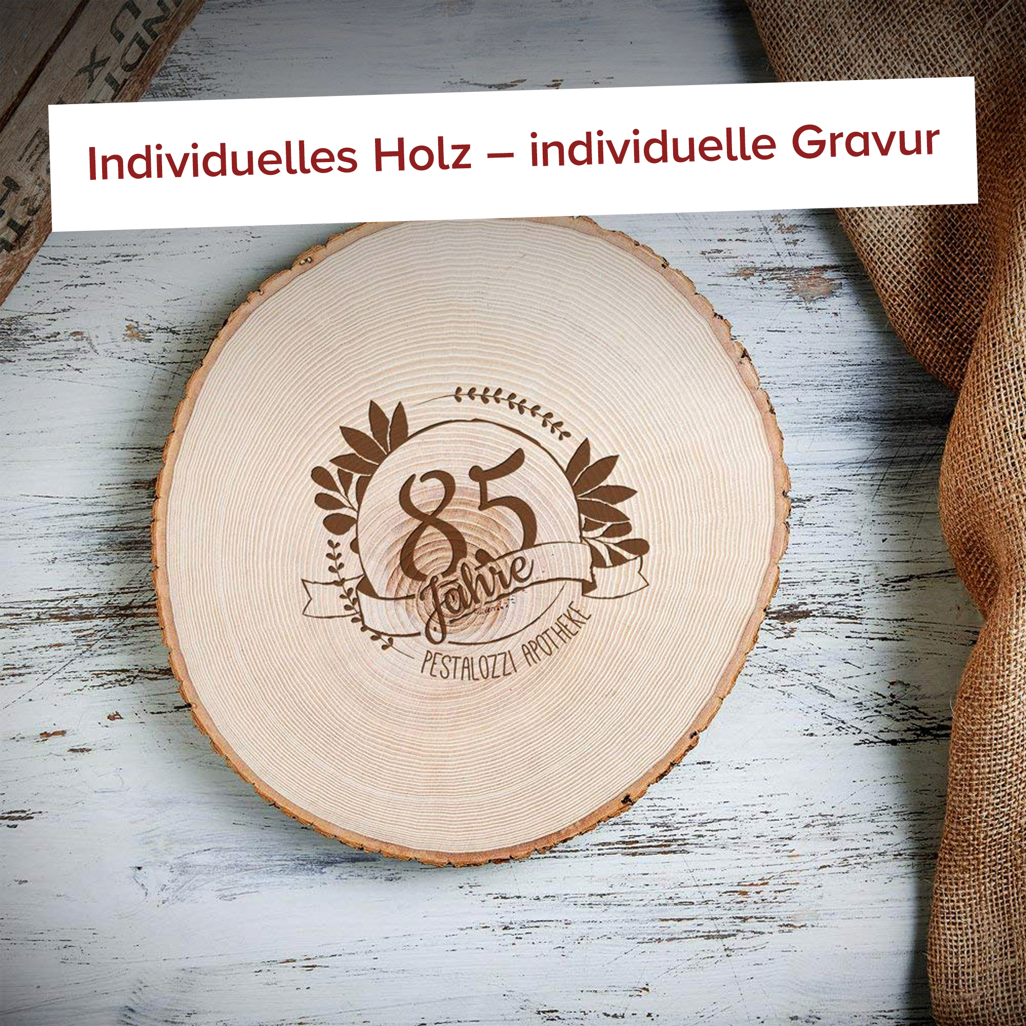 XXL Baumscheibe mit Gravur - Jubiläum 4089 - 2