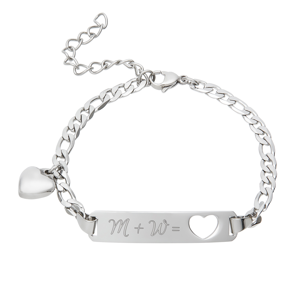 Armband mit Herzstanze Silber - Initialengravur 3427 - 4