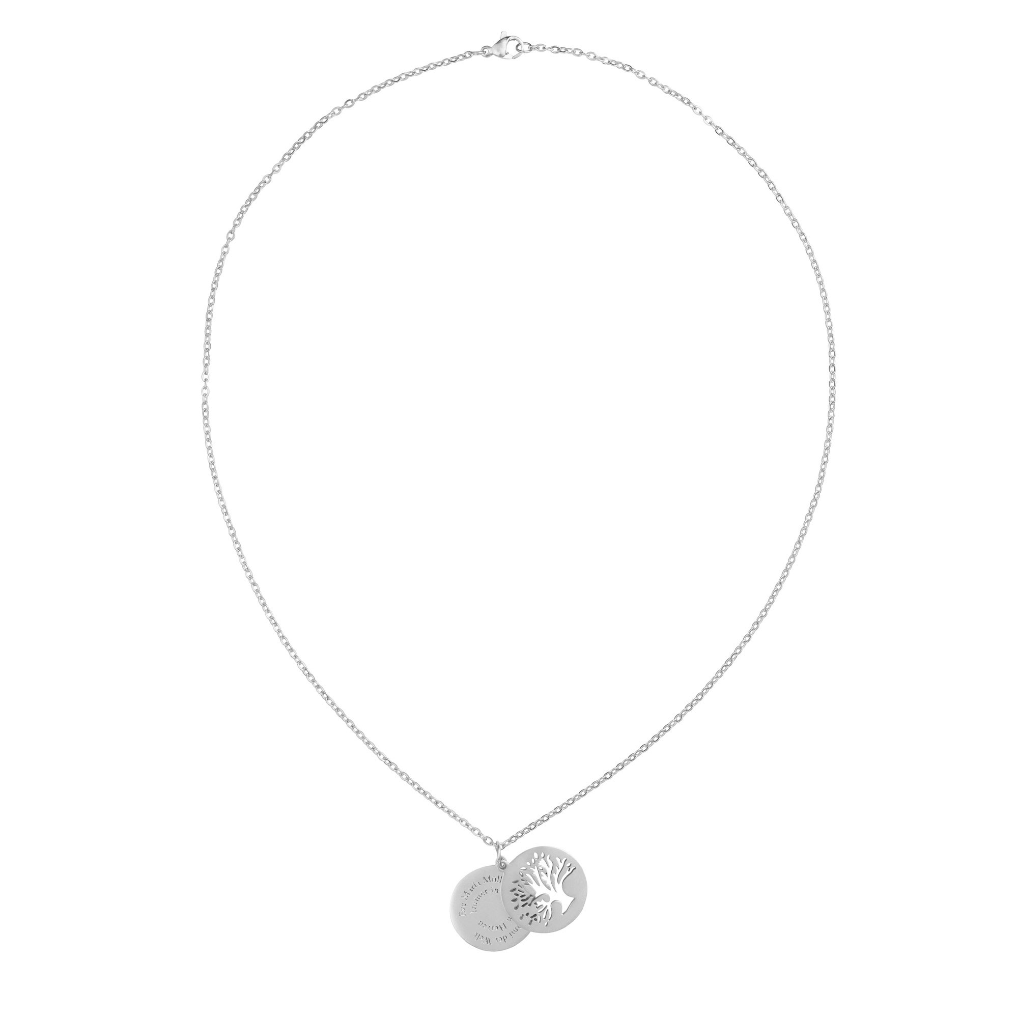 Personalisierte Kette Silber mit 2 Anhängern - Lebensbaum