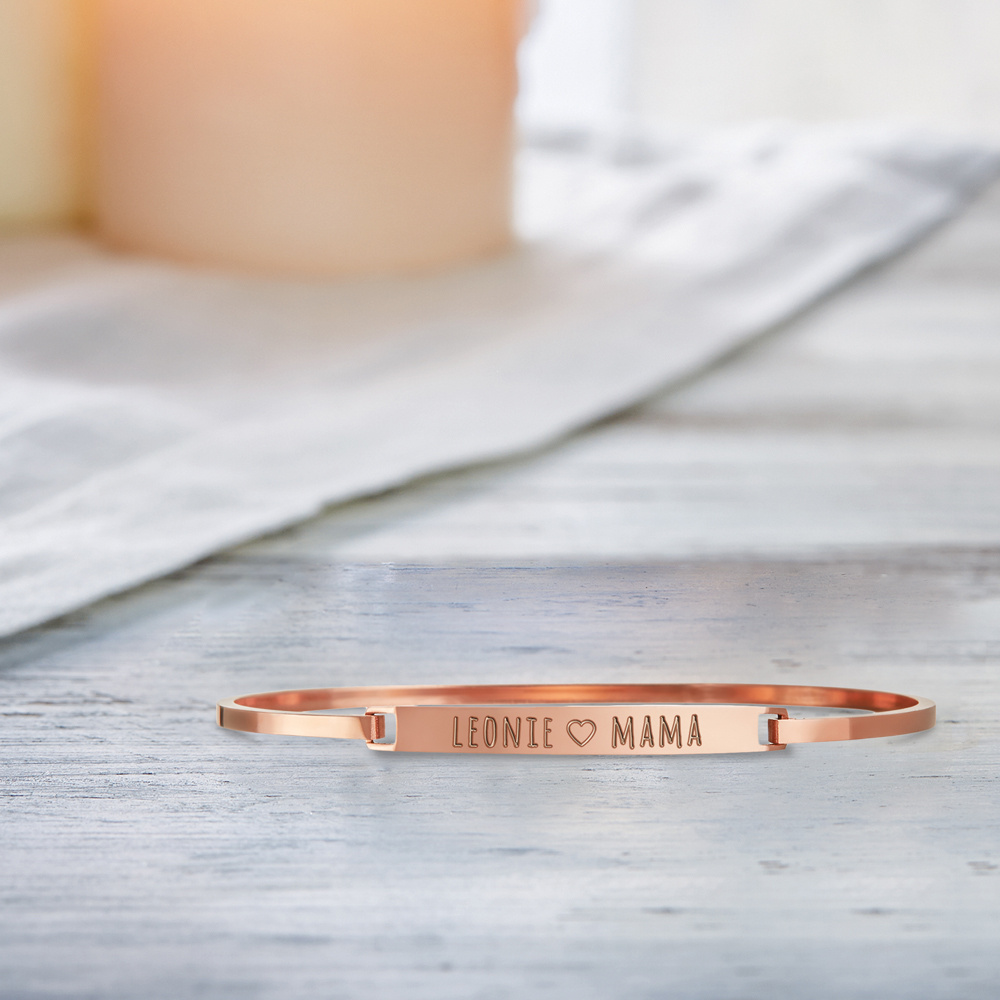 Armreif Rosegold mit Gravur - Mama Name 3557 - 5