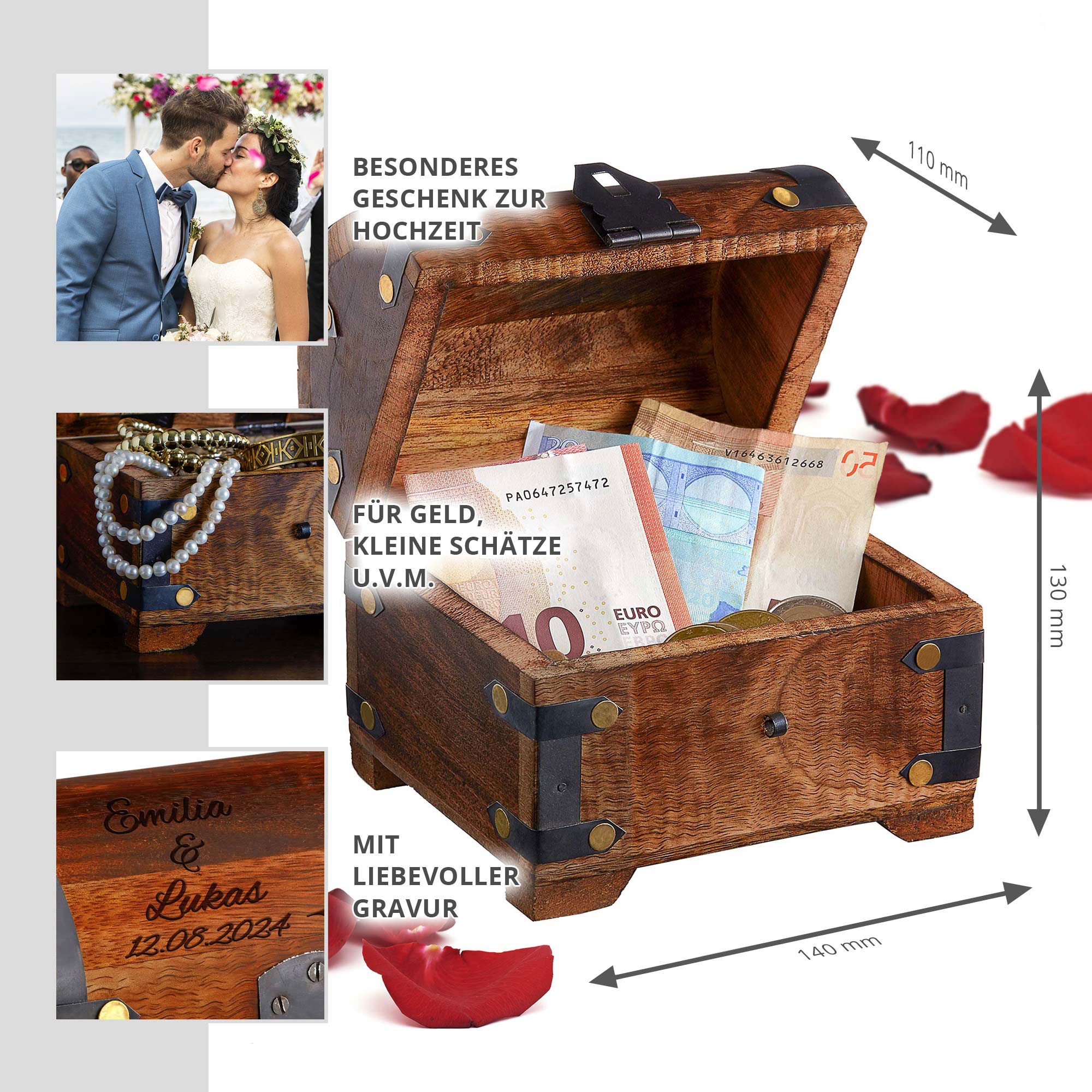 Geld Schatztruhe zur Hochzeit Dunkel - Silhouette