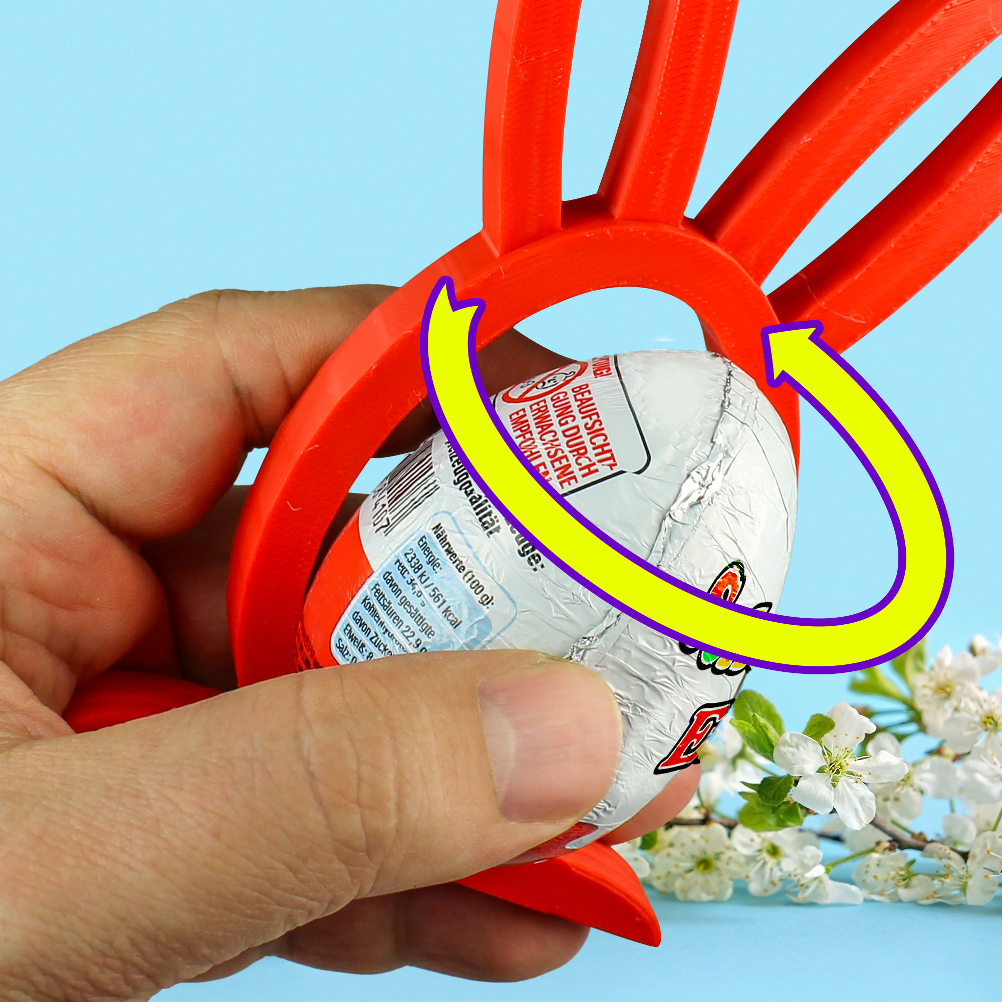 Osterhase Ü-Ei Halter Rot - 3er Set
