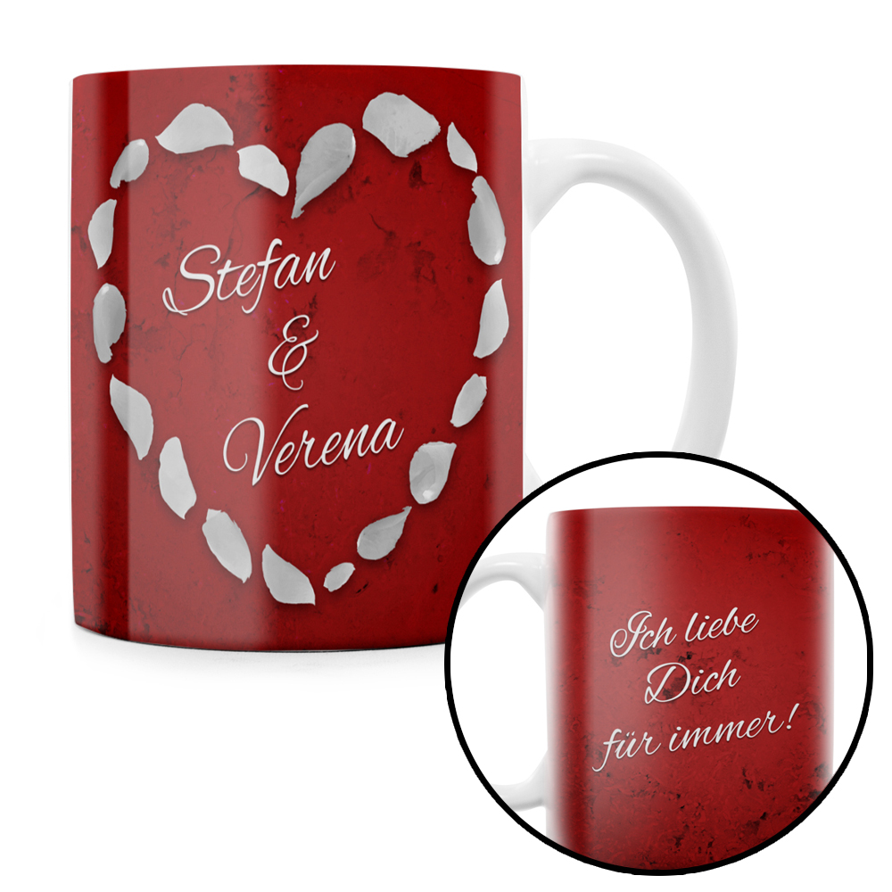 Rosenherz - personalisierte Tasse 1163