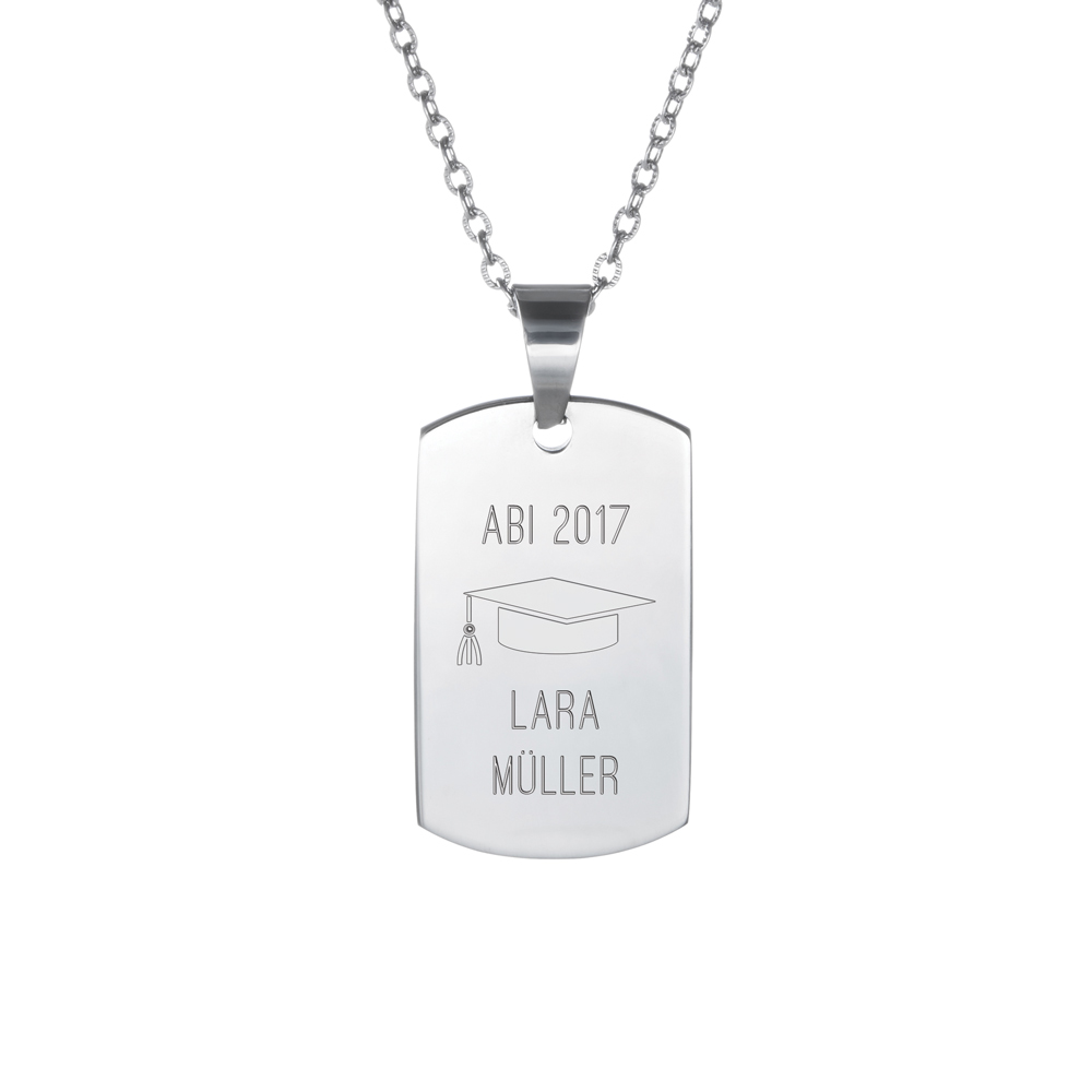 Army Dog Tag Kette mit Gravur - Abitur 3041 - 3