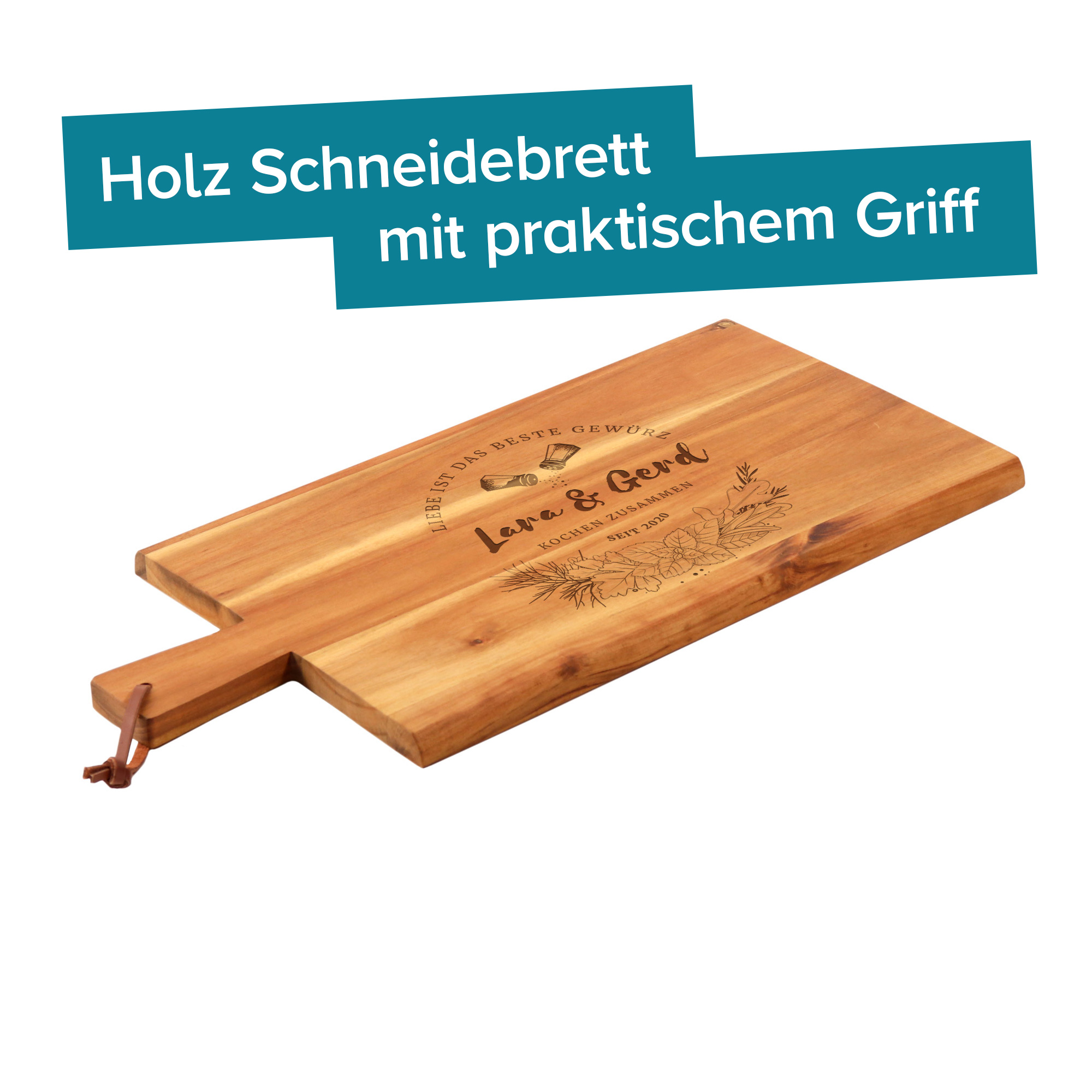 Schneidebrett mit Griff - Liebe ist das beste Gewürz 4181 - 4