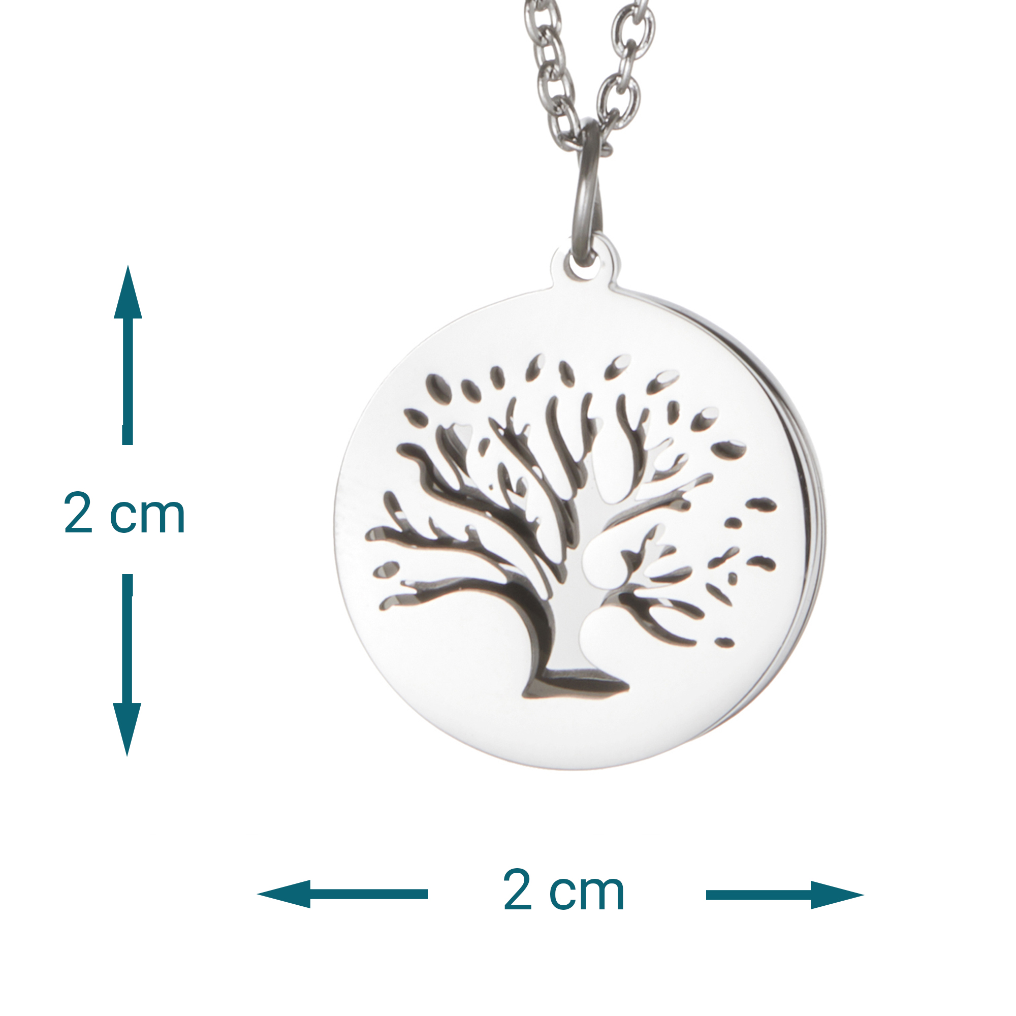 Kettenanhänger Silber - Baum und Jahresringe mit Initialen 3702 - 7