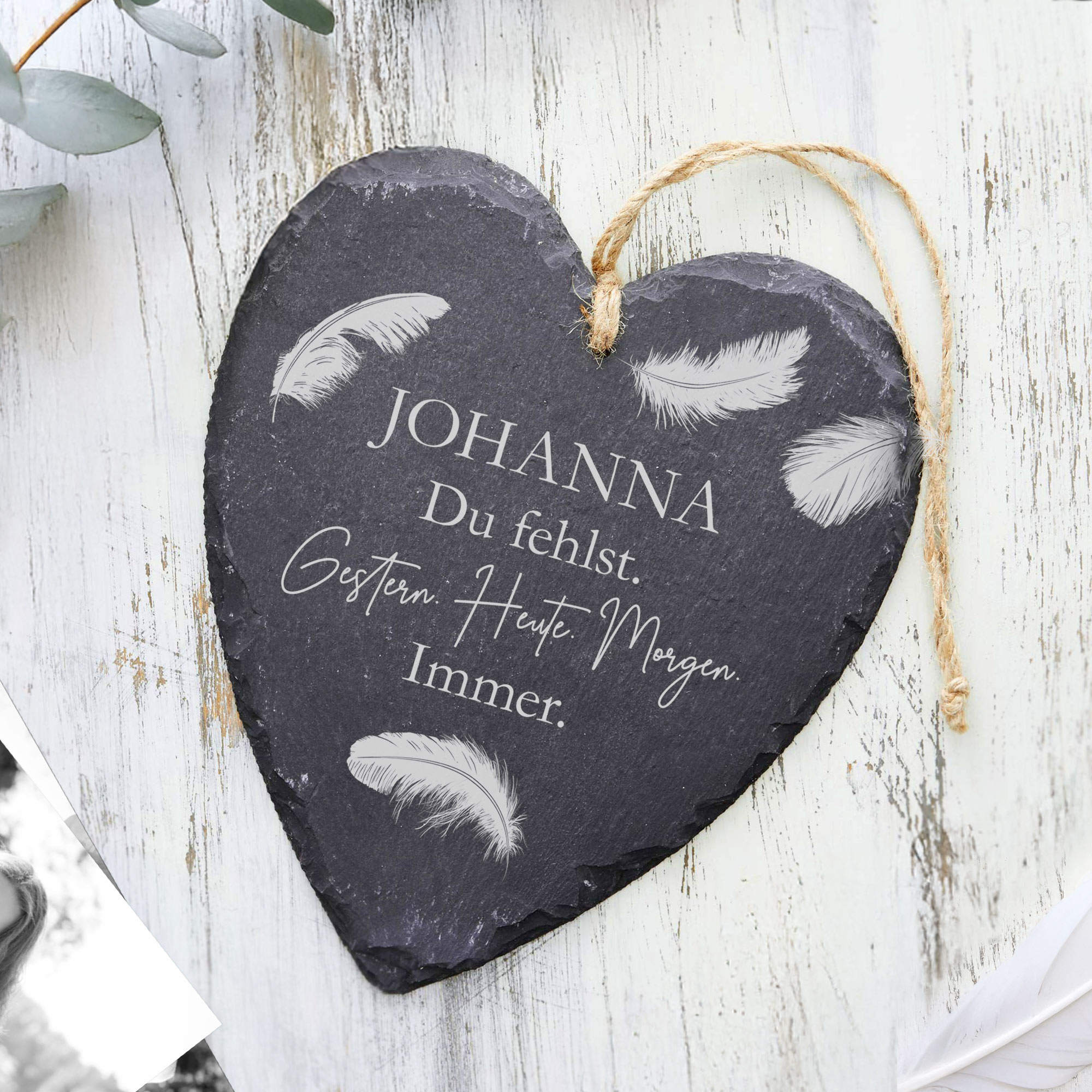 Personalisiertes Schieferherz - Du fehlst Personalisiertes Schieferherz - Du fehlst
