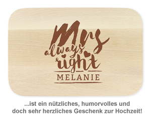 Frühstücksbrettchen Set mit Gravur - Mr and Mrs Right