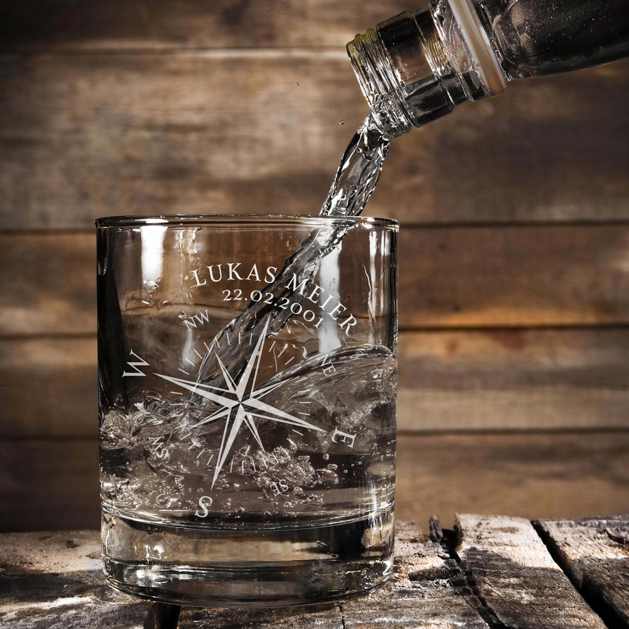 Personalisiertes Whiskyglas - Kompass