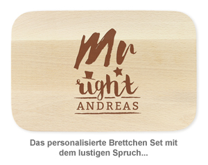 Frühstücksbrettchen Set mit Gravur - Mr and Mrs Right