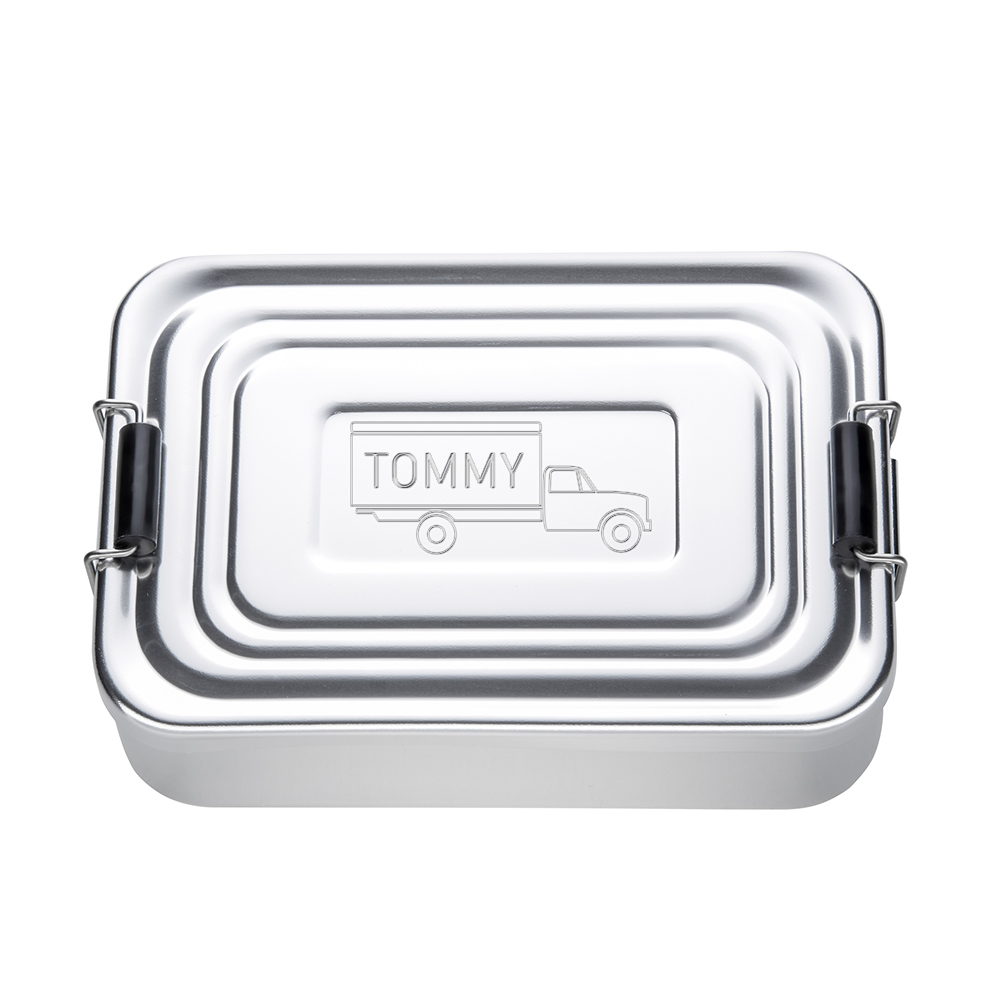 Gravierte Lunchbox für Jungs - quadratisch