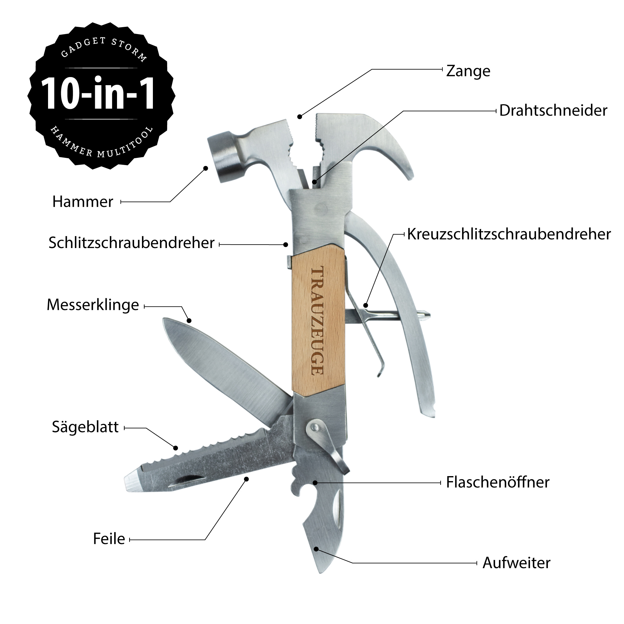 Multifunktionswerkzeug - 10in1 Multitool für den Trauzeugen